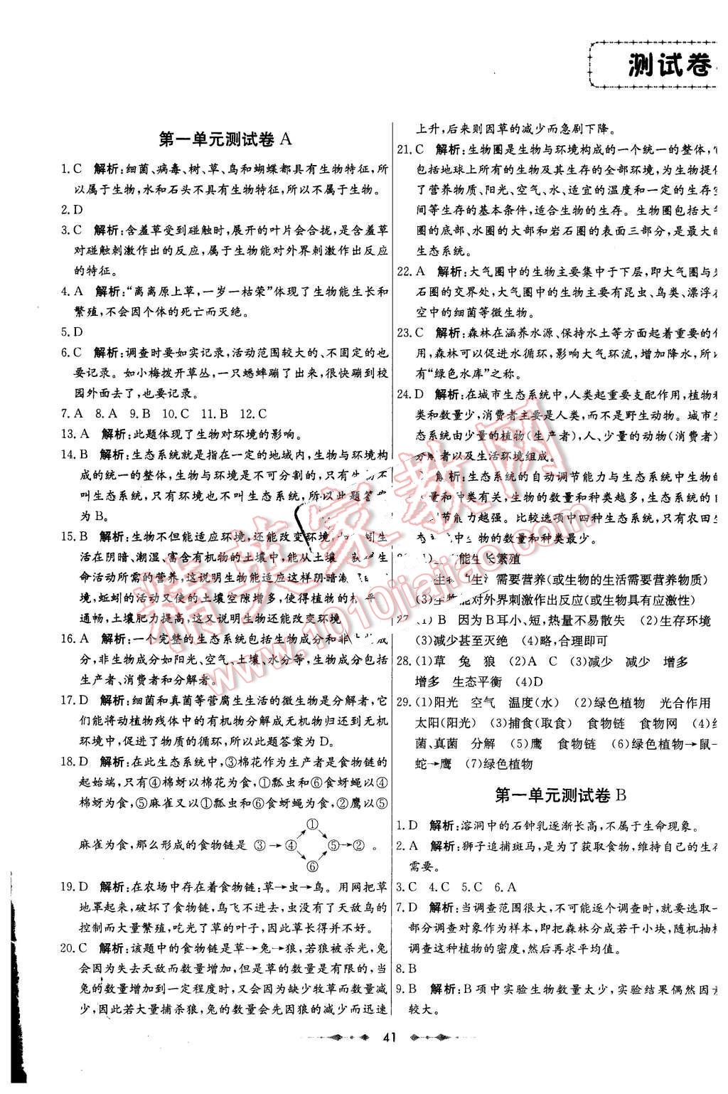 2015年金卷1號(hào)六年級(jí)生物上冊(cè)魯教版 第1頁(yè)