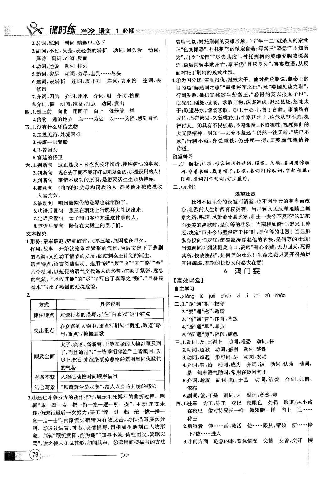 2015年同步導(dǎo)學(xué)案課時(shí)練高中語(yǔ)文必修1人教版 參考答案2第30頁(yè)