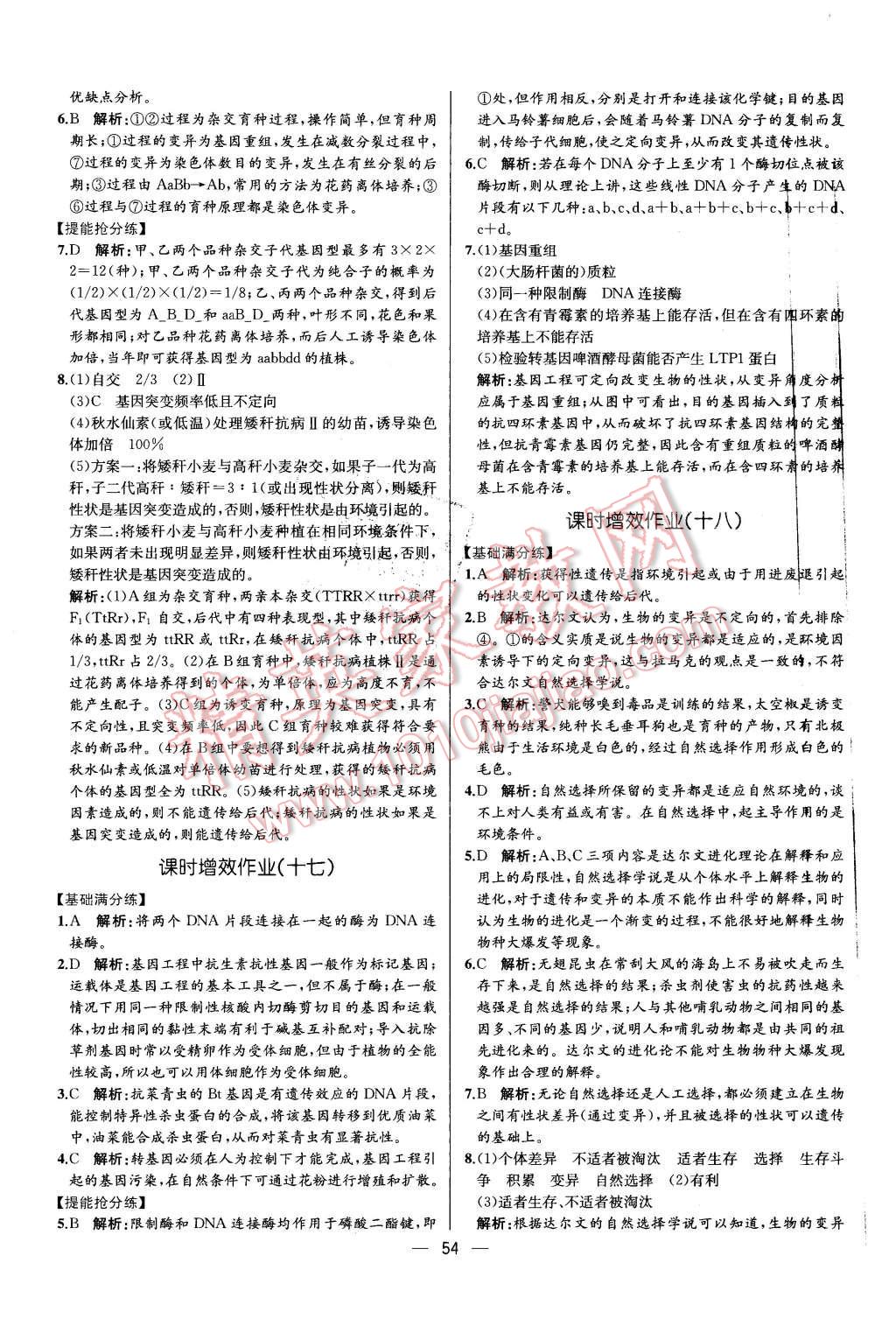 2015年同步導(dǎo)學(xué)案課時練高中生物必修2遺傳與進(jìn)化人教版 第12頁