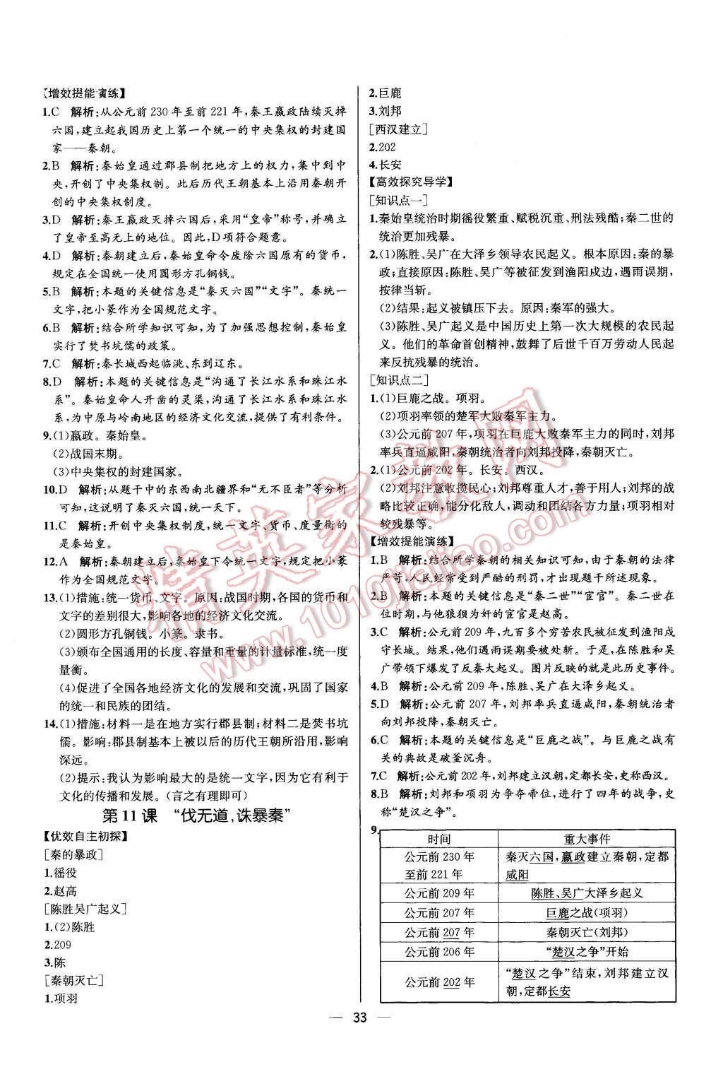 2015年同步导学案课时练七年级中国历史上册人教版 第9页