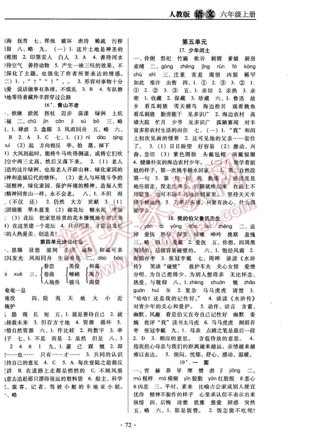 2015年名校名師培優(yōu)作業(yè)本加核心試卷六年級(jí)語(yǔ)文上冊(cè)人教版 第4頁(yè)