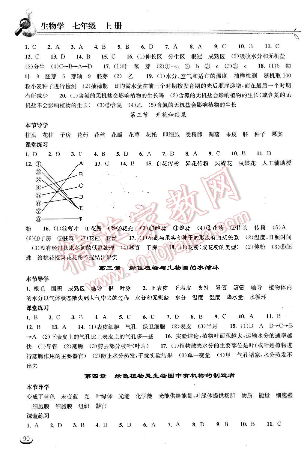 2015年長江作業(yè)本同步練習冊七年級生物學上冊人教版 第6頁