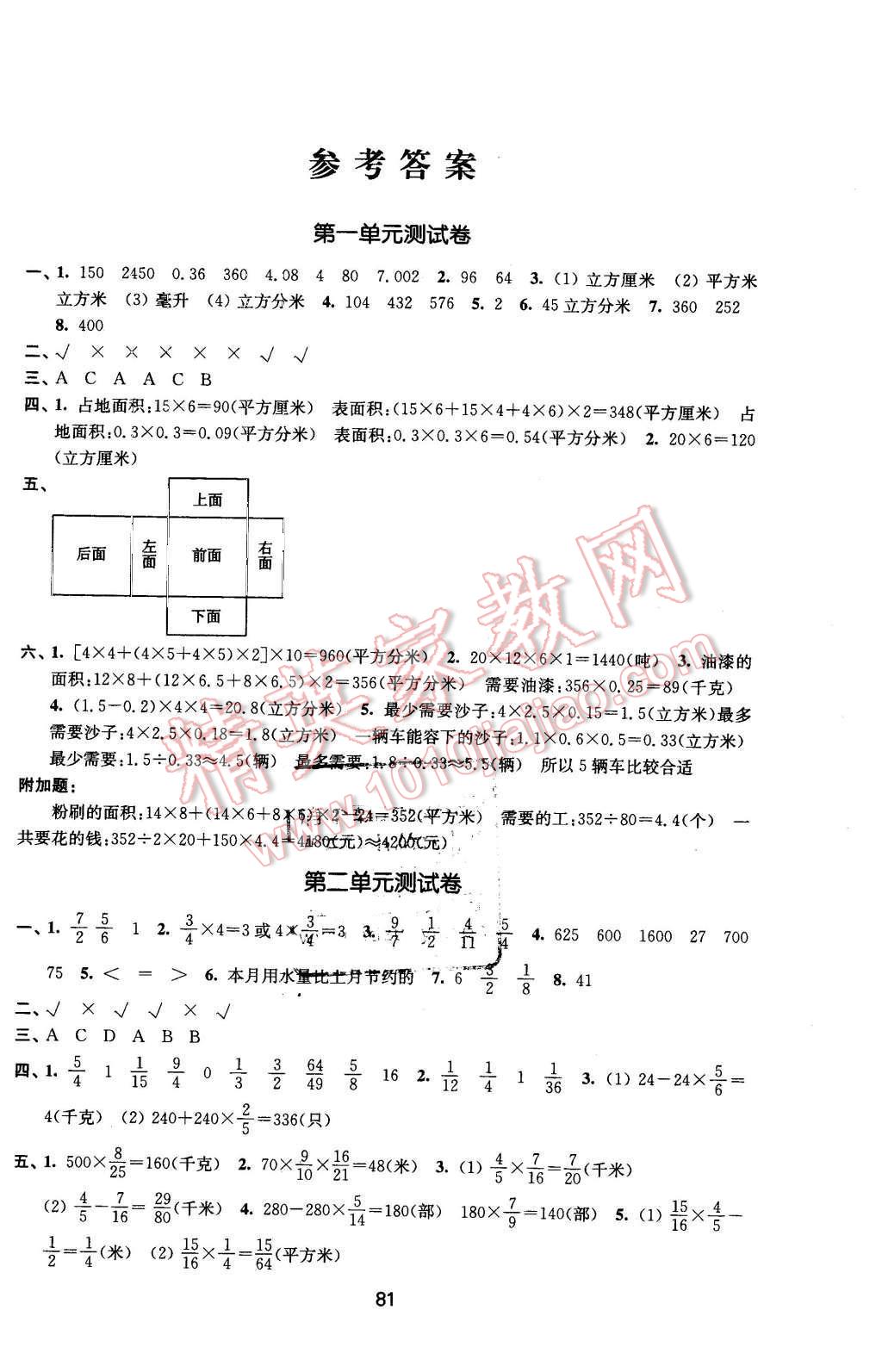 2015年名師點(diǎn)撥期末沖刺滿分卷六年級數(shù)學(xué)上冊國標(biāo)江蘇版 第1頁