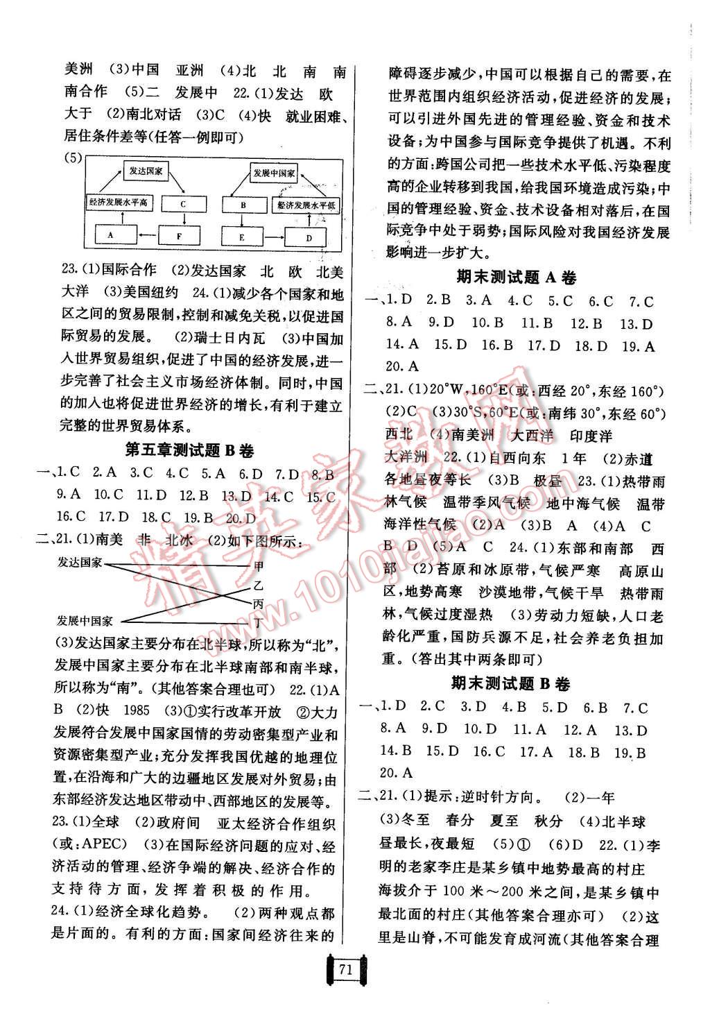 2015年海淀單元測(cè)試AB卷七年級(jí)地理上冊(cè)湘教版 第3頁