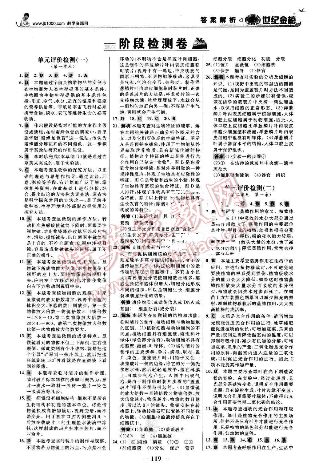 2015年世紀金榜金榜學案七年級生物上冊濟南版 第20頁