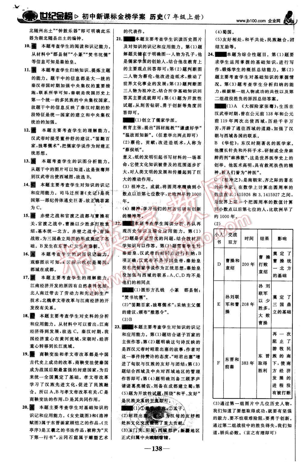 2015年世紀(jì)金榜金榜學(xué)案七年級歷史上冊北師大版 第23頁