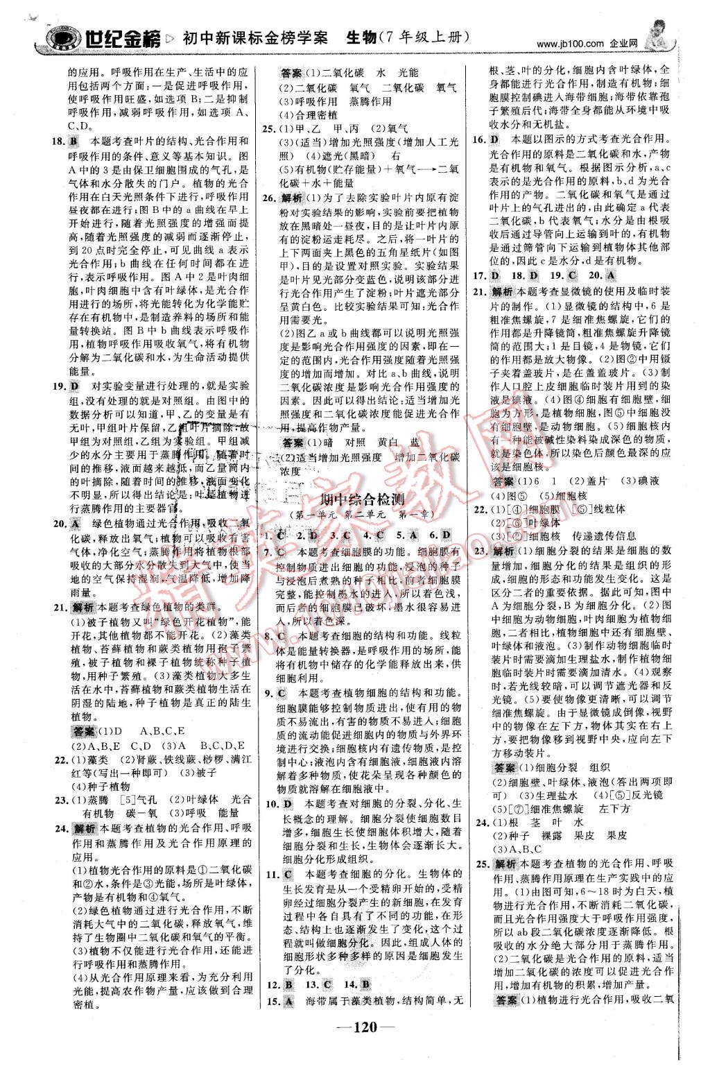 2015年世紀(jì)金榜金榜學(xué)案七年級生物上冊濟(jì)南版 第21頁