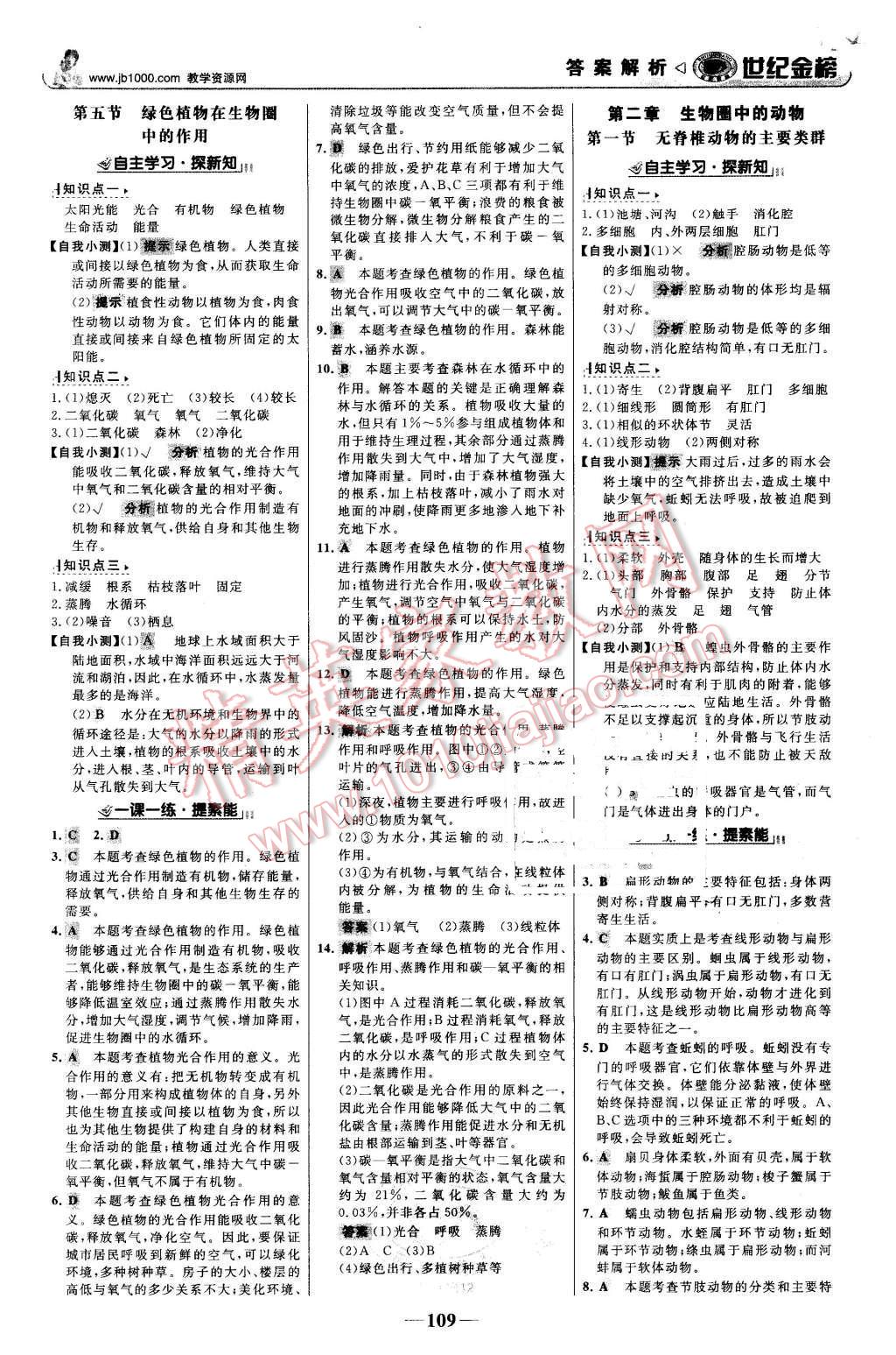 2015年世紀(jì)金榜金榜學(xué)案七年級生物上冊濟(jì)南版 第10頁