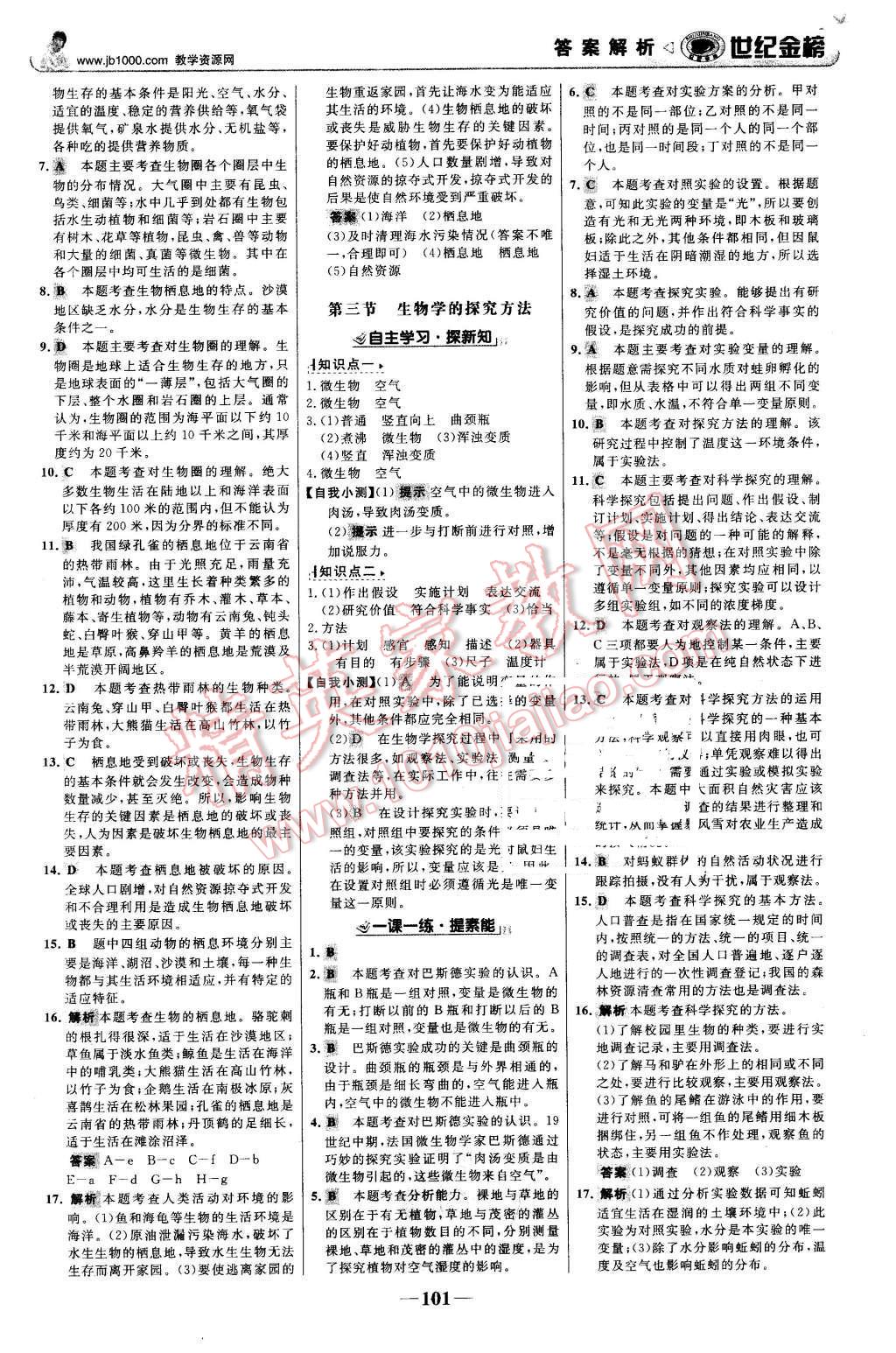 2015年世紀(jì)金榜金榜學(xué)案七年級(jí)生物上冊(cè)濟(jì)南版 第2頁(yè)