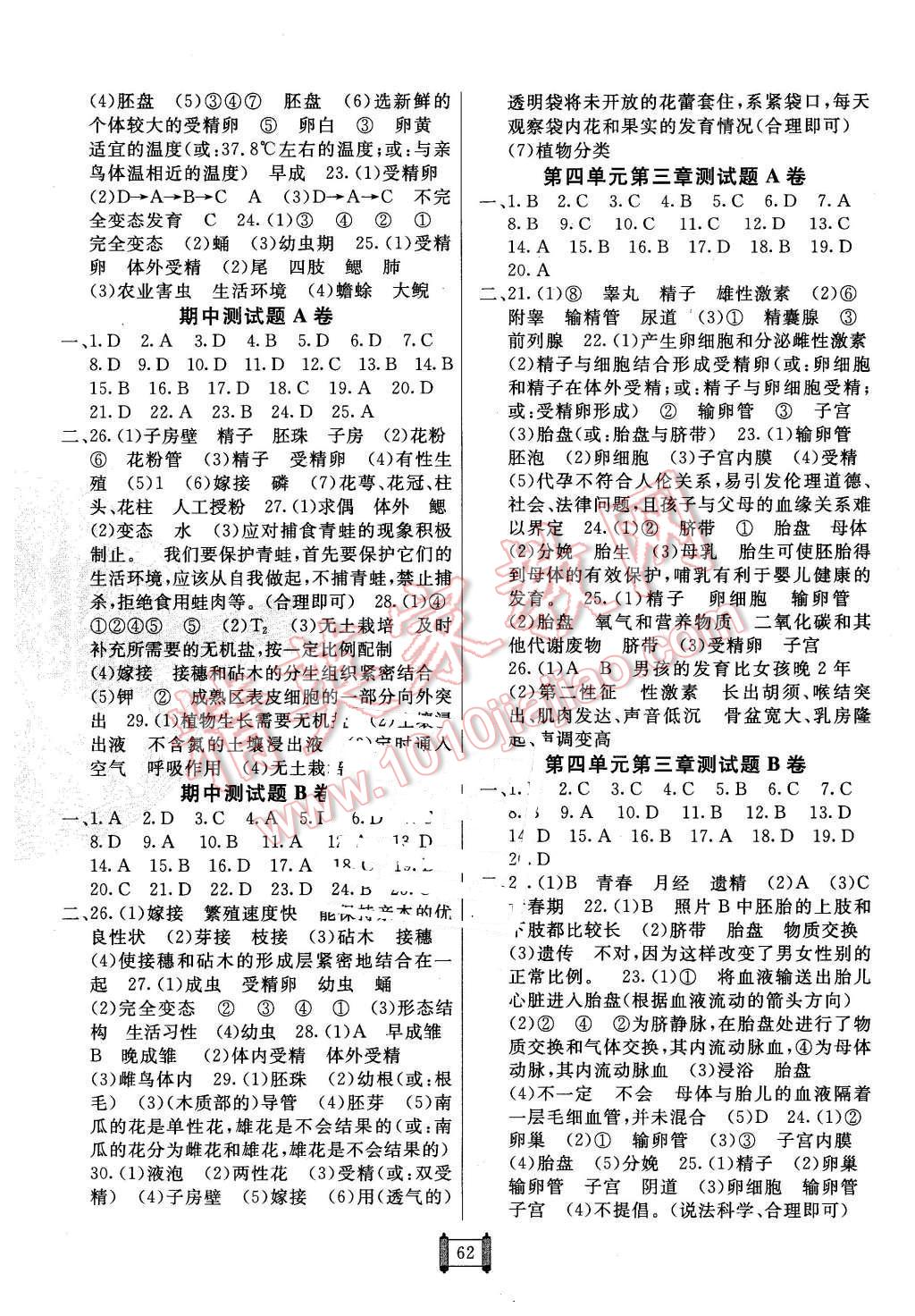 2015年海淀單元測(cè)試AB卷八年級(jí)生物上冊(cè)濟(jì)南版 第2頁(yè)