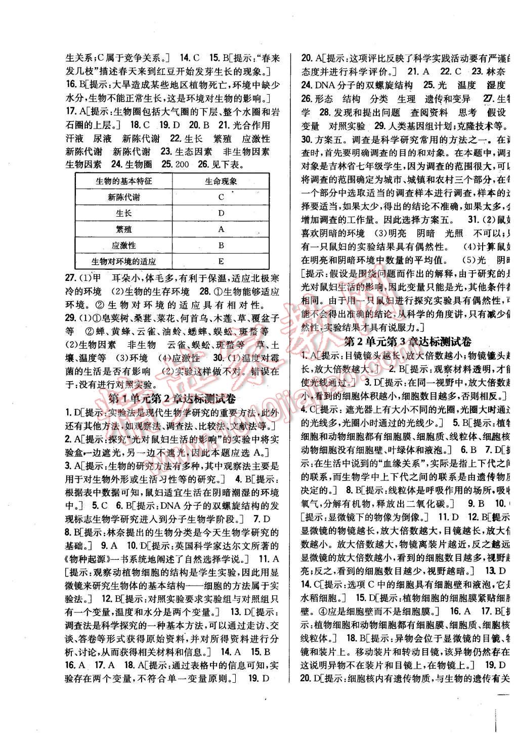 2015年全科王同步课时练习七年级生物上册北师大版 第11页