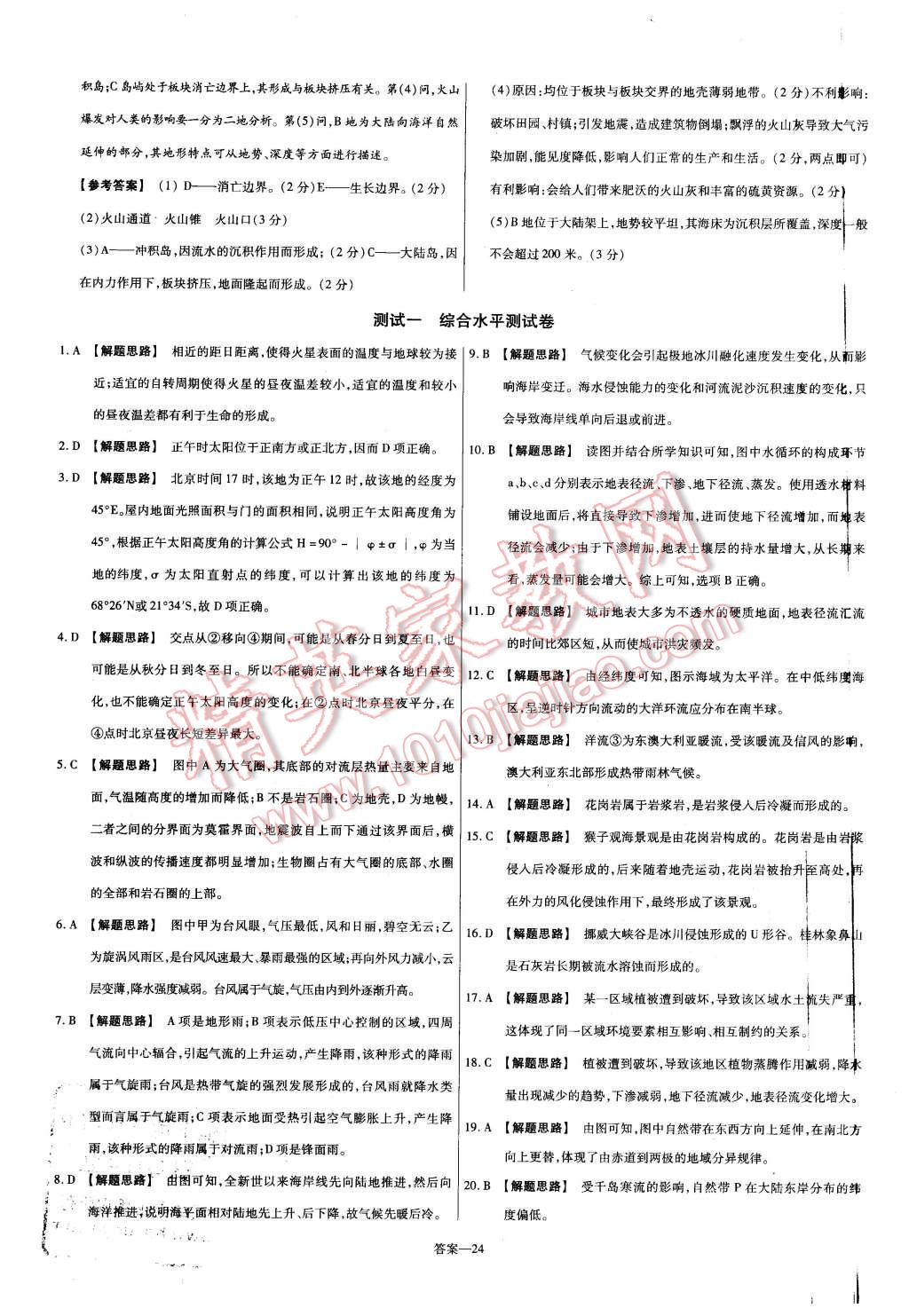 2015年金考卷活頁題選高中地理必修1人教版 第24頁