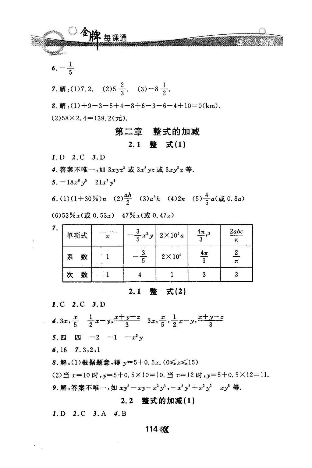 2015年金牌每課通七年級數(shù)學(xué)上冊人教版 隨堂檢測第16頁