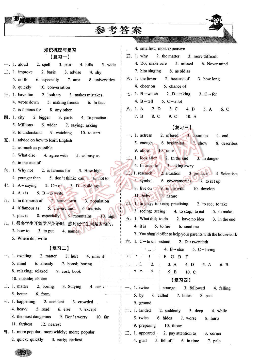 2015年聚能闖關(guān)期末復(fù)習(xí)沖刺卷八年級英語上冊外研版 第1頁