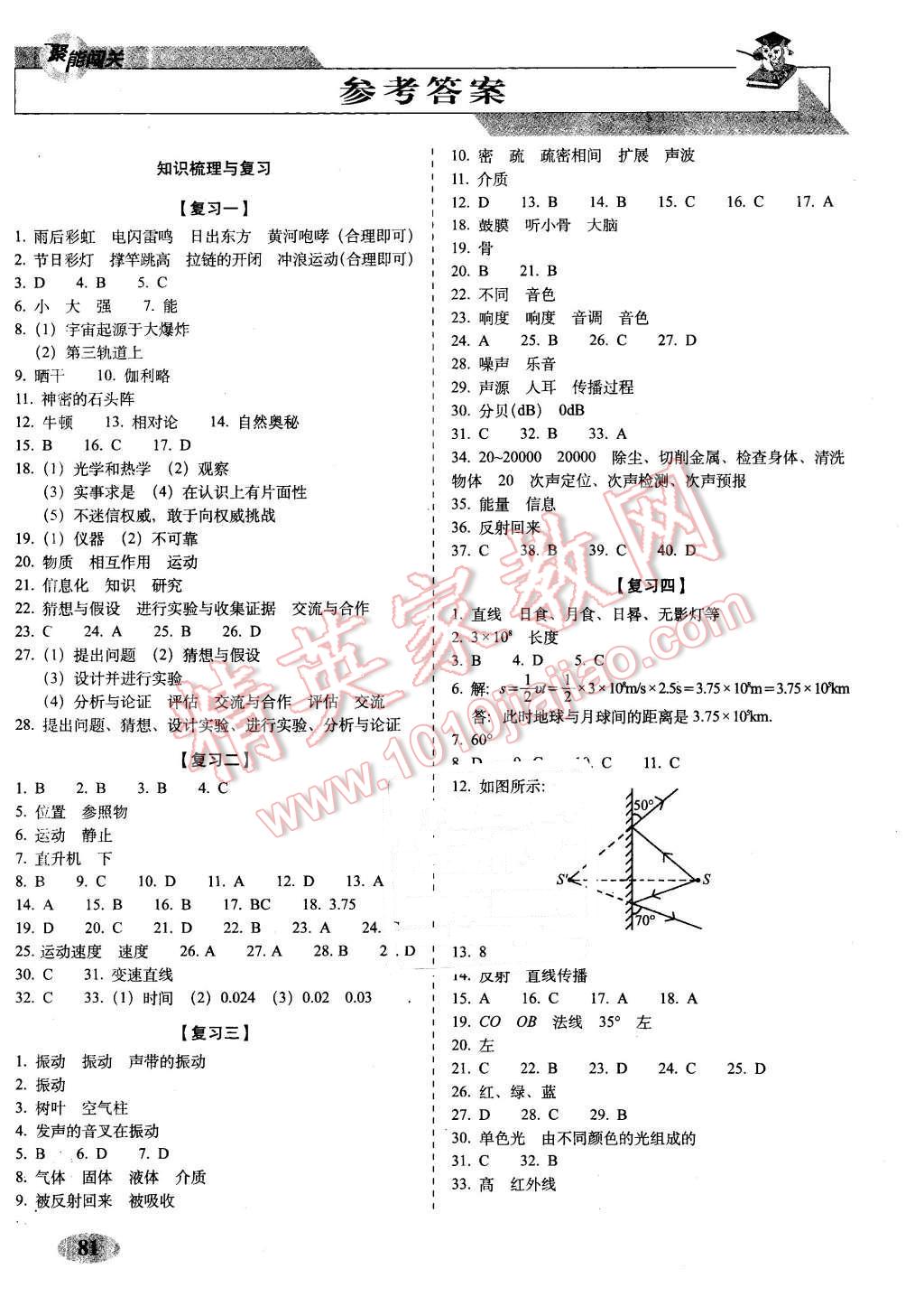 2015年聚能闖關期末復習沖刺卷八年級物理上冊滬科版 第1頁