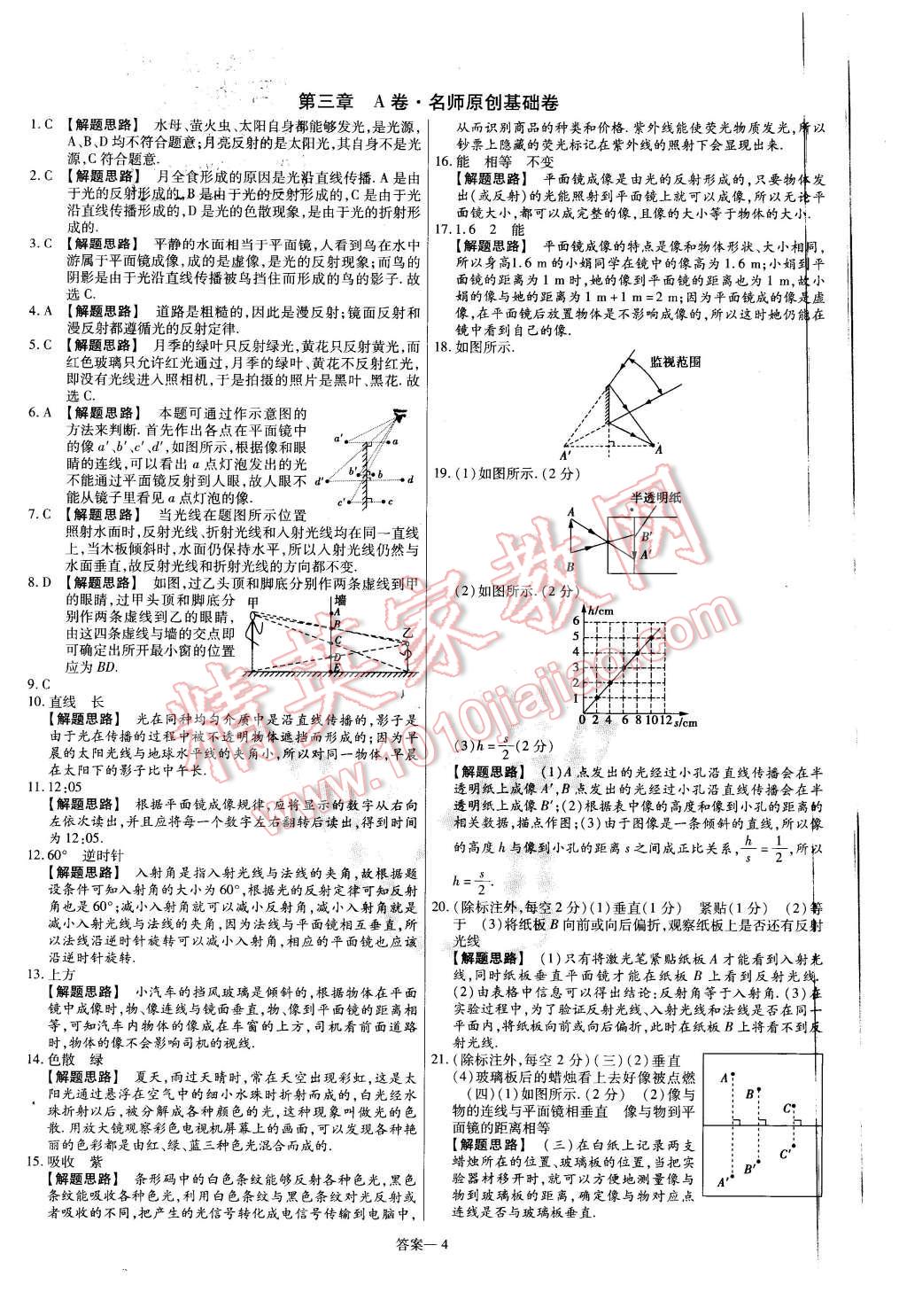 2015年金考卷活頁(yè)題選八年級(jí)物理上冊(cè)蘇科版 第4頁(yè)