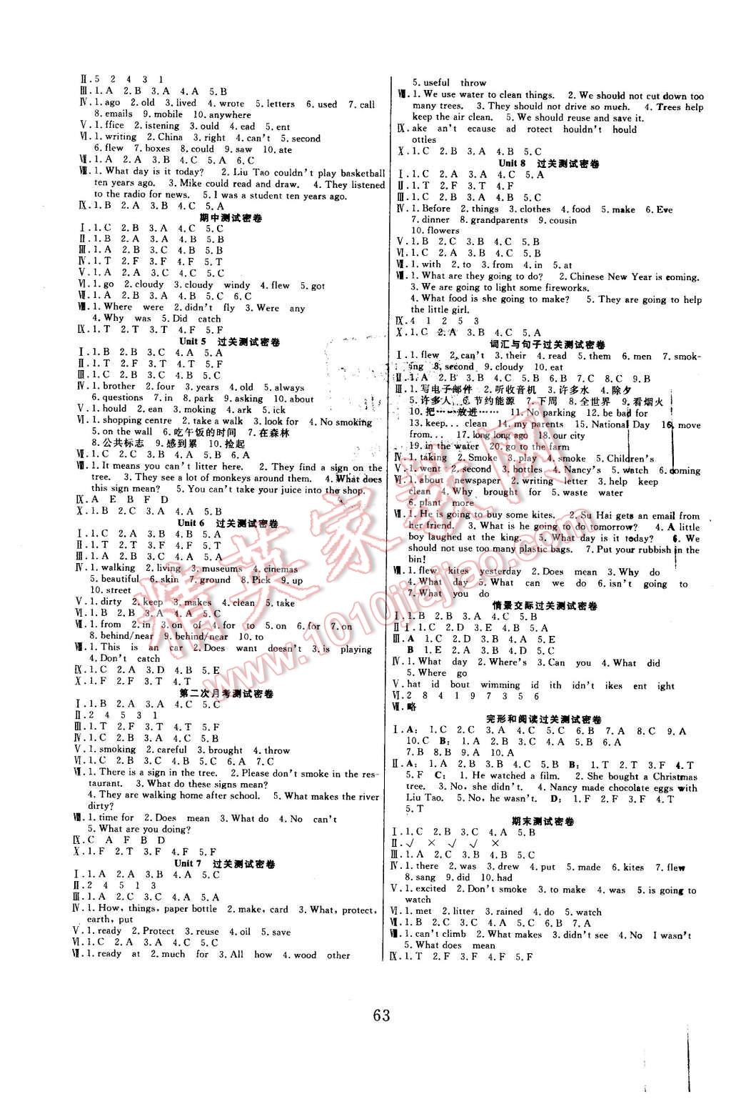 2015年滿分試卷期末沖刺100分六年級(jí)英語(yǔ)上冊(cè)蘇教版 第3頁(yè)