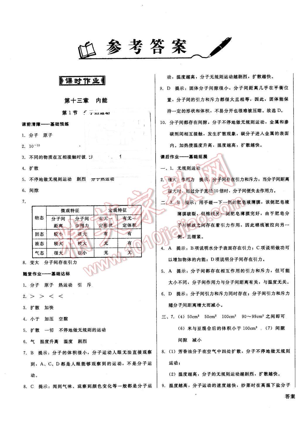 2015年打好基礎(chǔ)金牌作業(yè)本九年級(jí)物理上冊人教版 第1頁