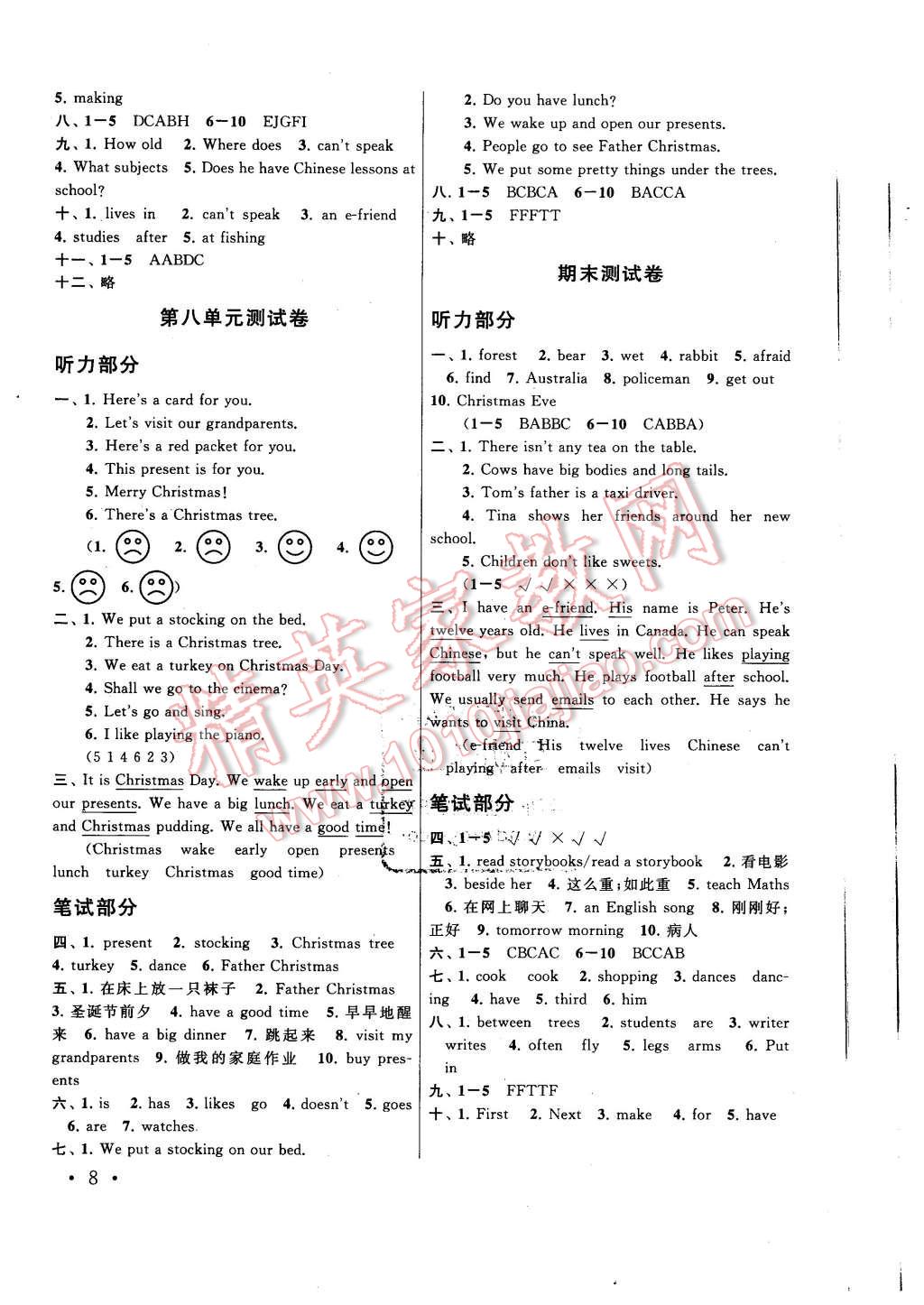 2015年啟東黃岡作業(yè)本五年級(jí)英語(yǔ)上冊(cè)譯林牛津版 第8頁(yè)