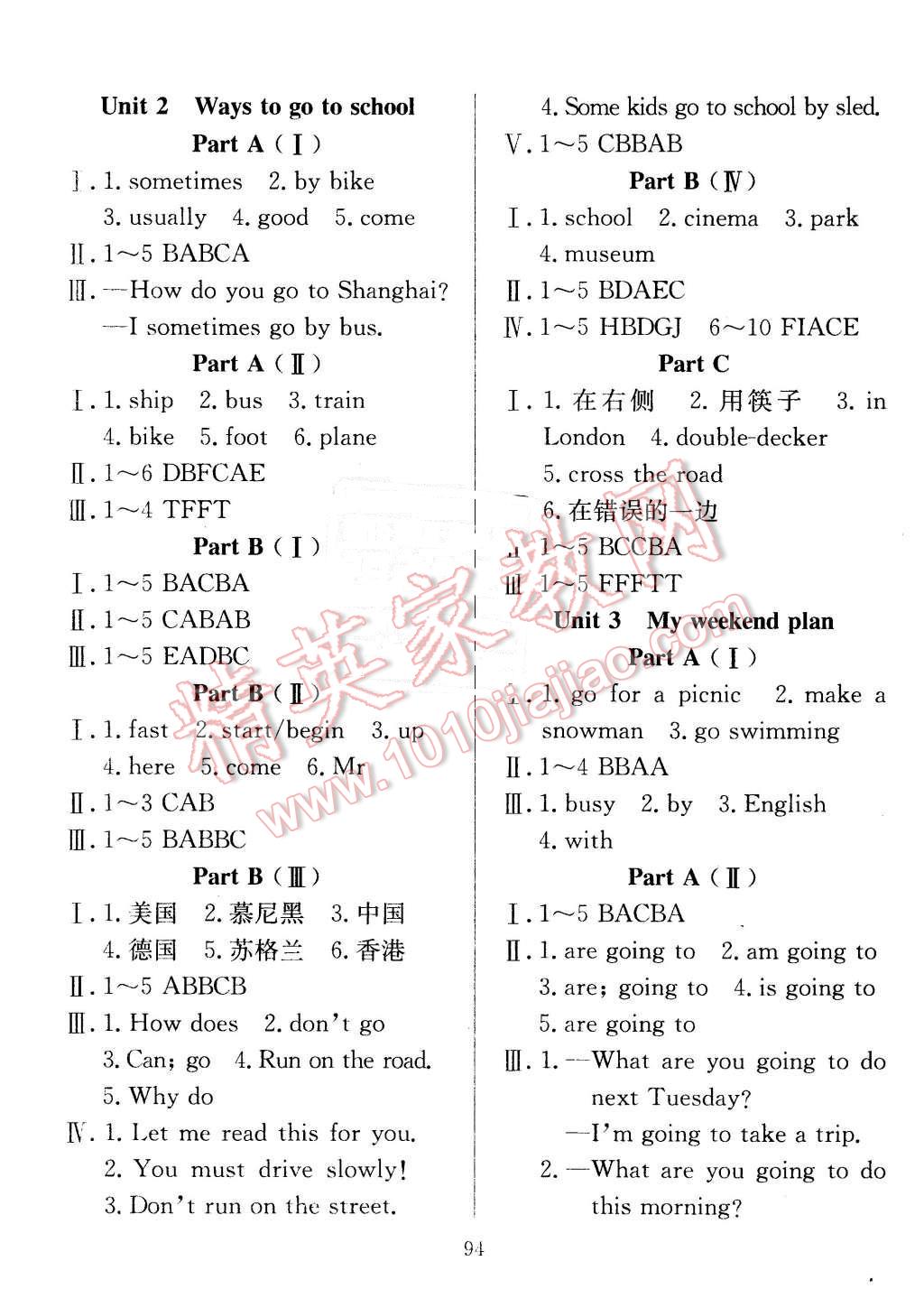 2015年阳光课堂课时作业六年级英语上册人教版 第2页