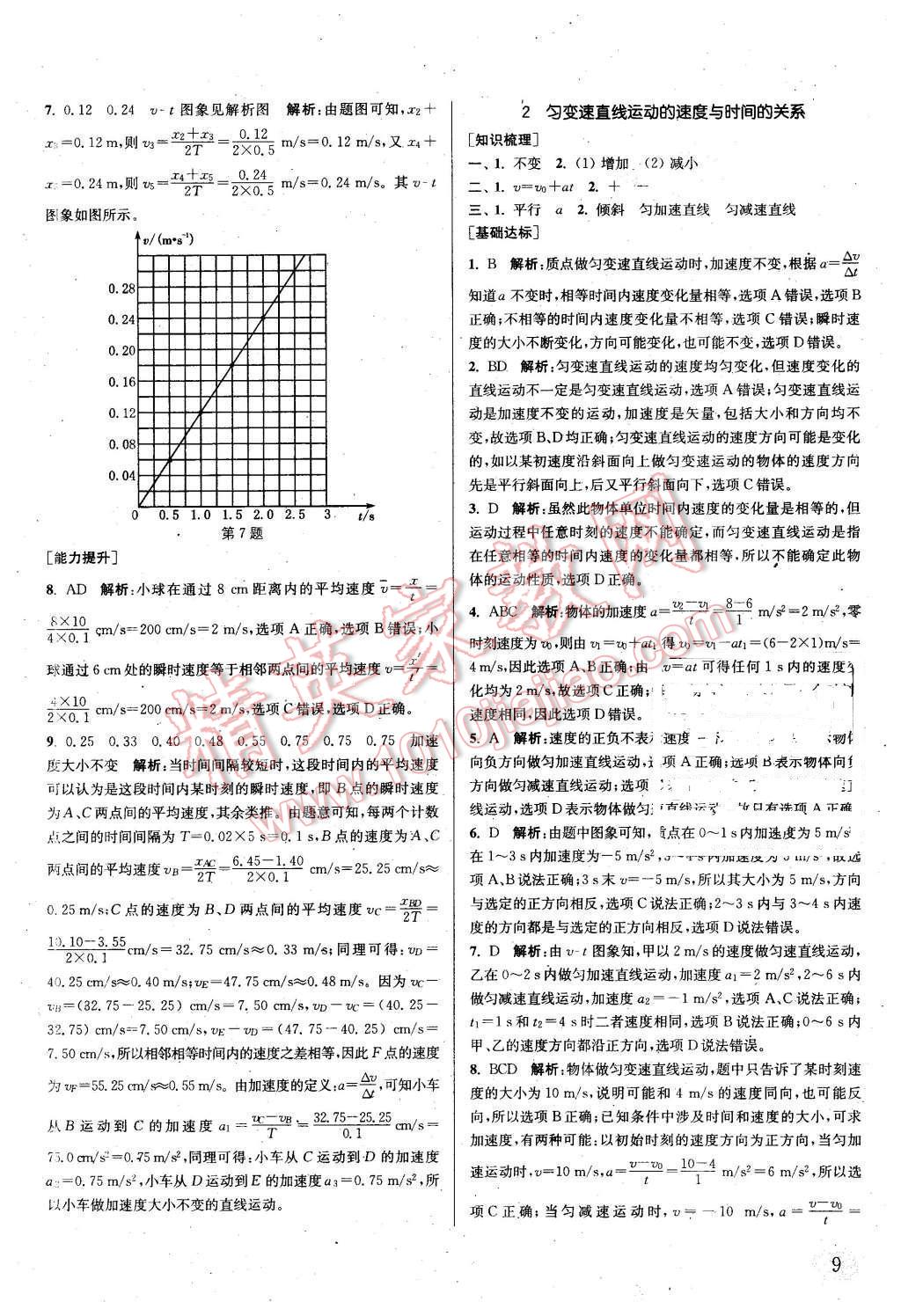 2015年通城學典課時作業(yè)本物理必修1人教版 第8頁