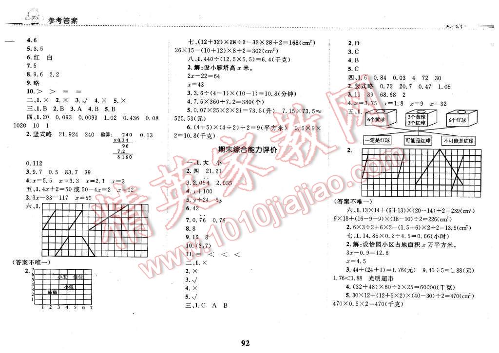 2015年全优设计课时作业本五年级数学上册人教版 第12页