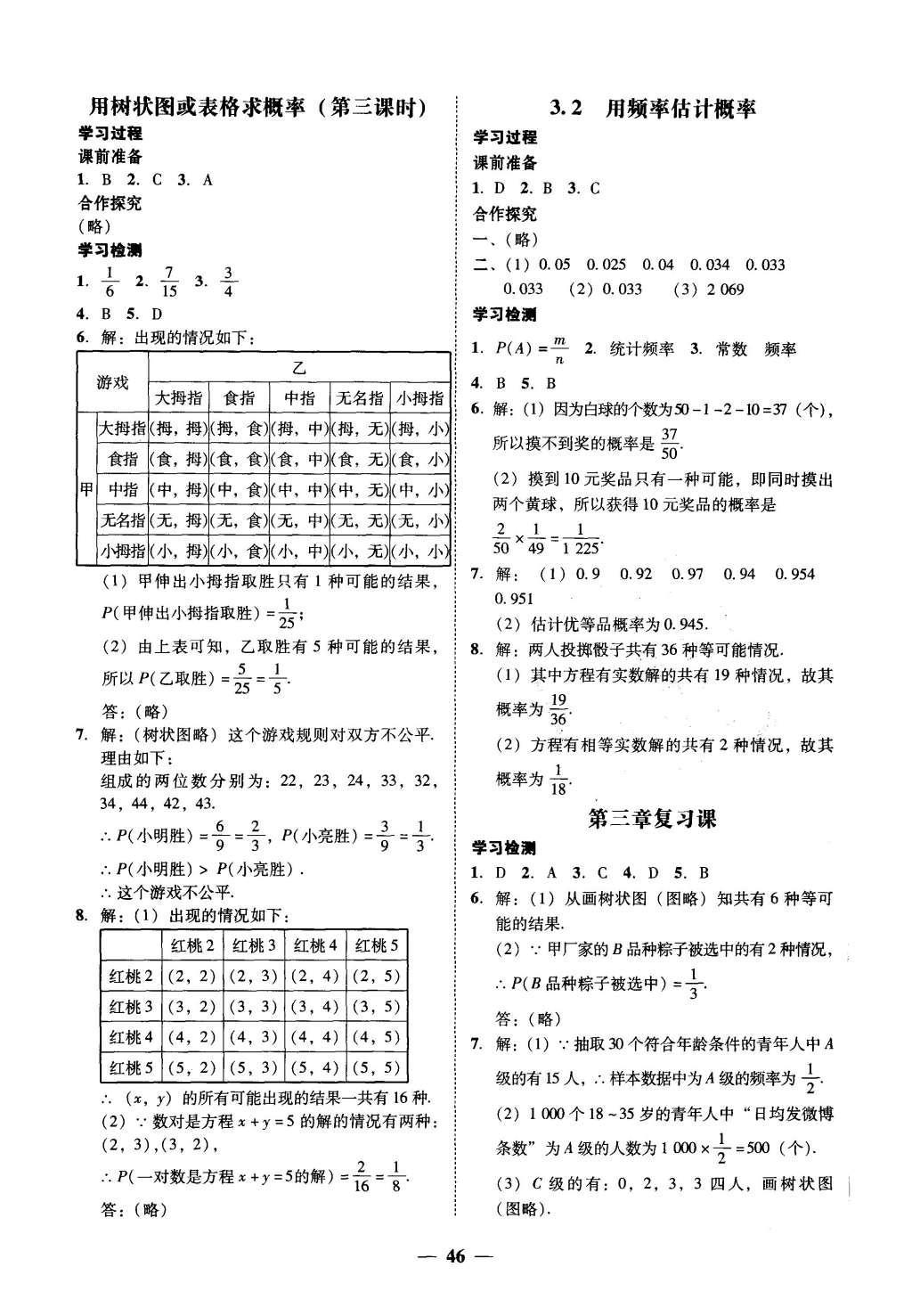 2015年易百分百分导学九年级数学上册北师大版 参考答案第36页