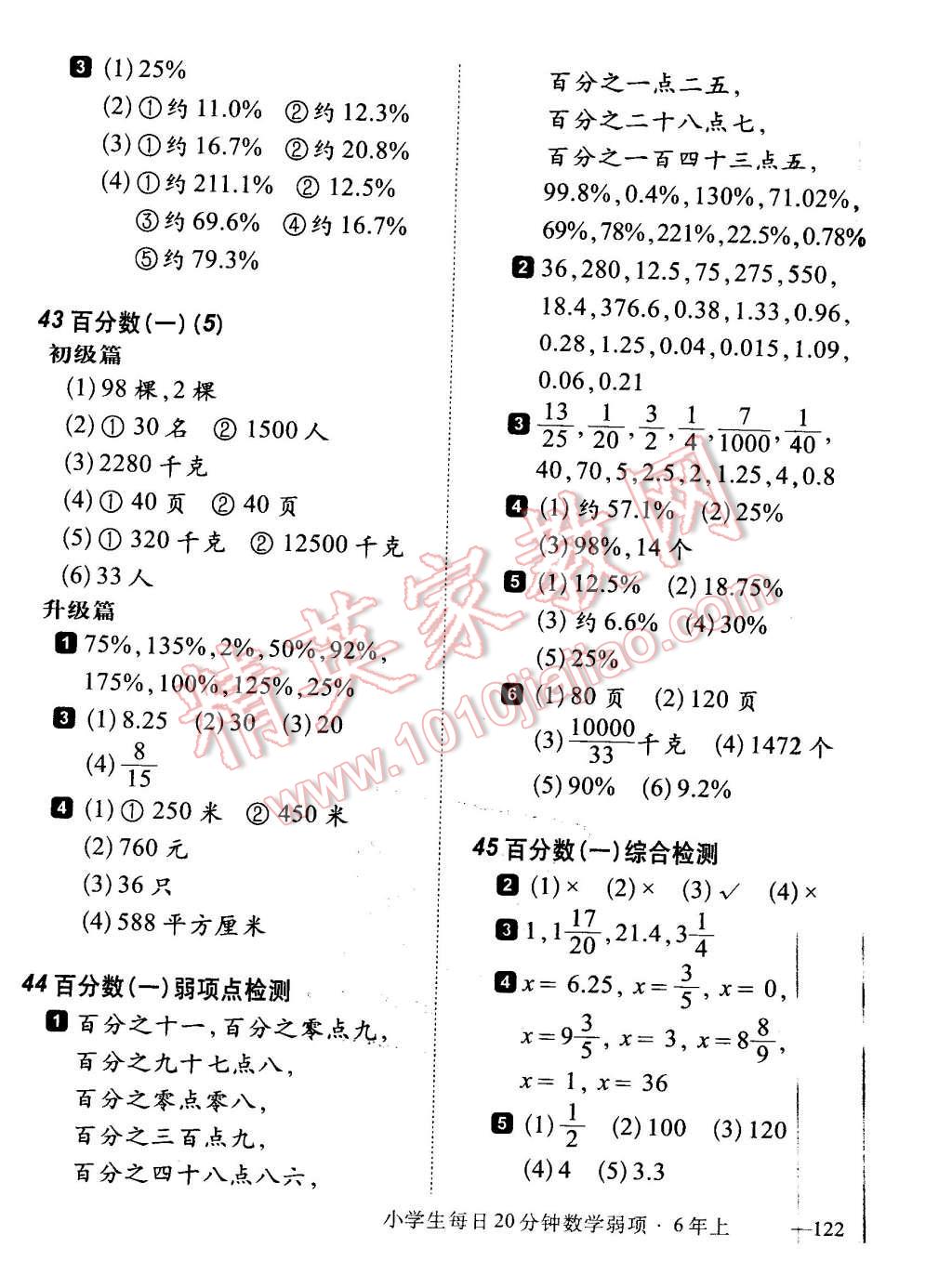 2015年小学生每日20分钟数学弱项六年级上册 第16页