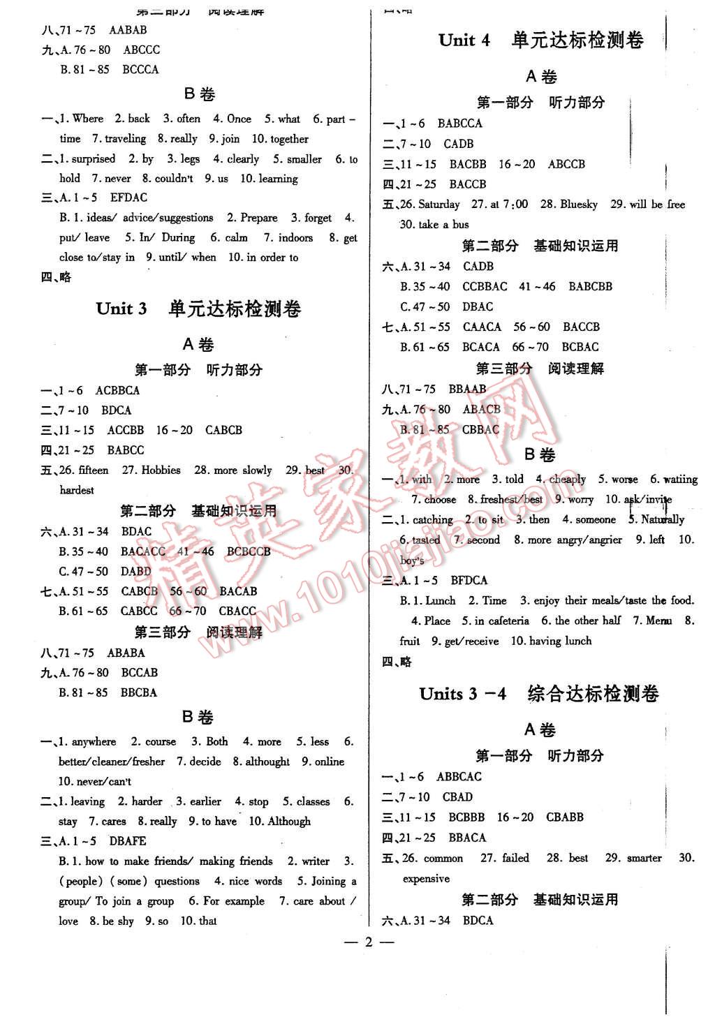 2015年初中英語(yǔ)最佳方案沖刺AB卷八年級(jí)上冊(cè) 第2頁(yè)