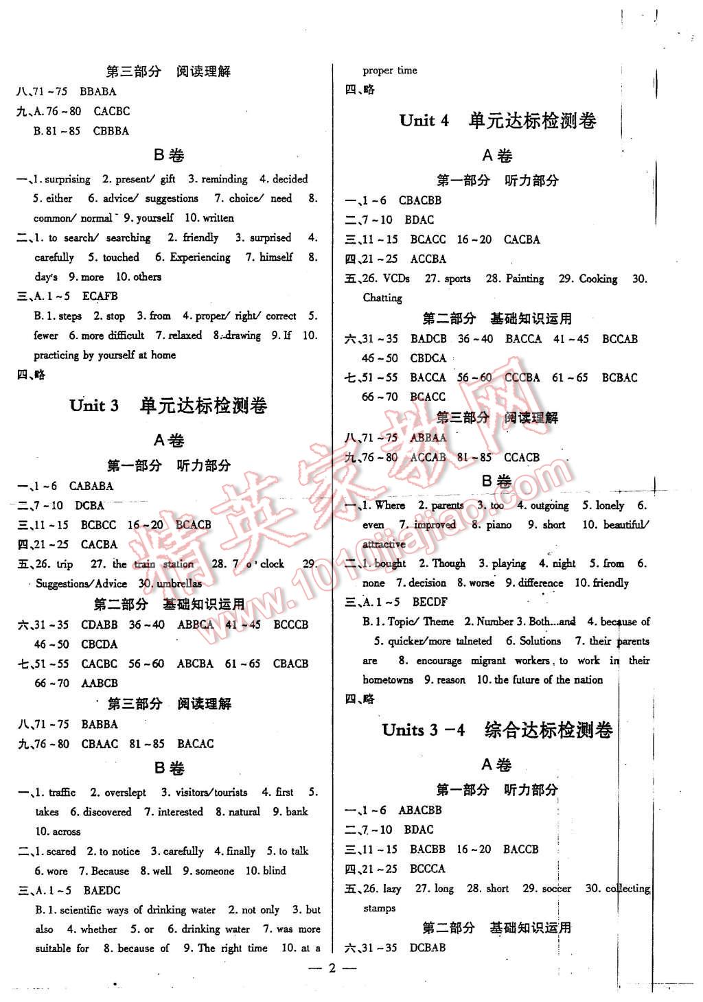 2015年初中英語(yǔ)最佳方案沖刺AB卷九年級(jí)上冊(cè) 第2頁(yè)