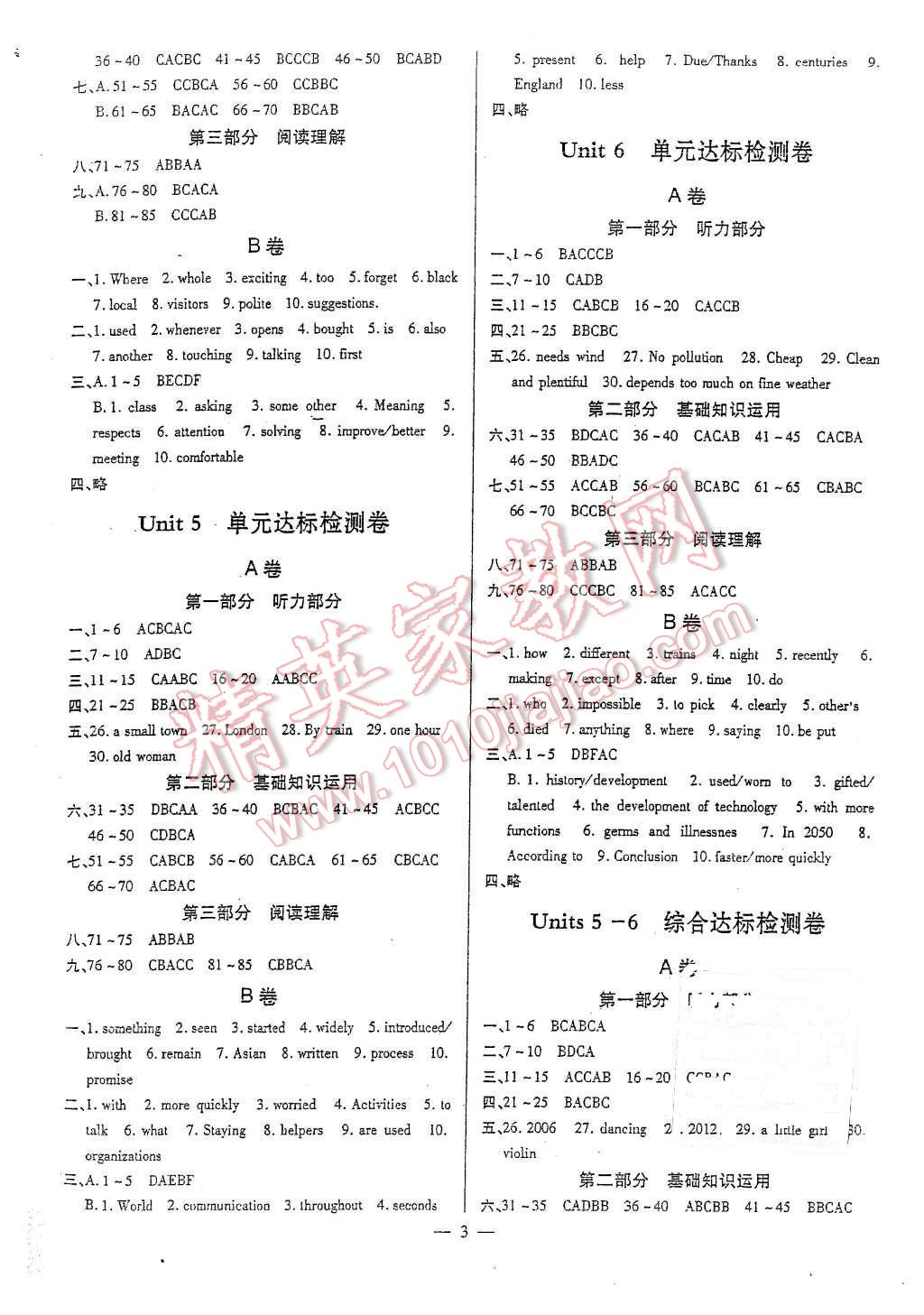 2015年初中英語(yǔ)最佳方案沖刺AB卷九年級(jí)上冊(cè) 第3頁(yè)