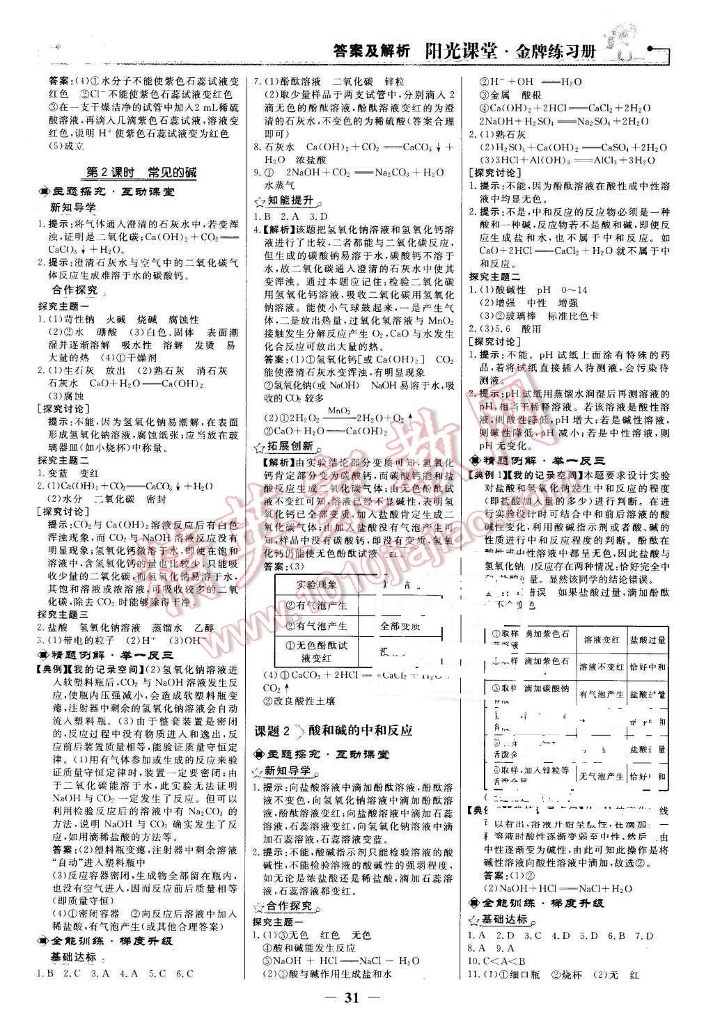 2016年陽光課堂金牌練習(xí)冊九年級化學(xué)下冊人教版 第7頁