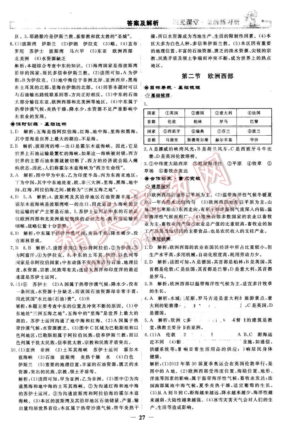 2016年陽光課堂金牌練習冊七年級地理下冊人教版 第7頁