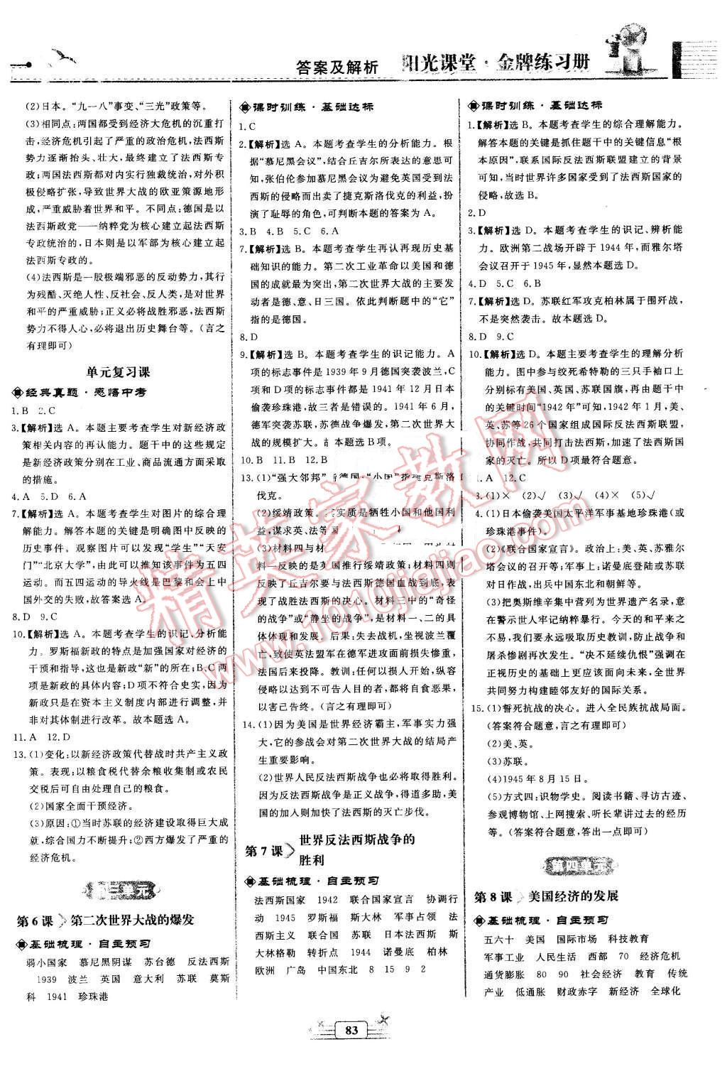 2016年陽光課堂金牌練習(xí)冊九年級世界歷史下冊人教版 第3頁