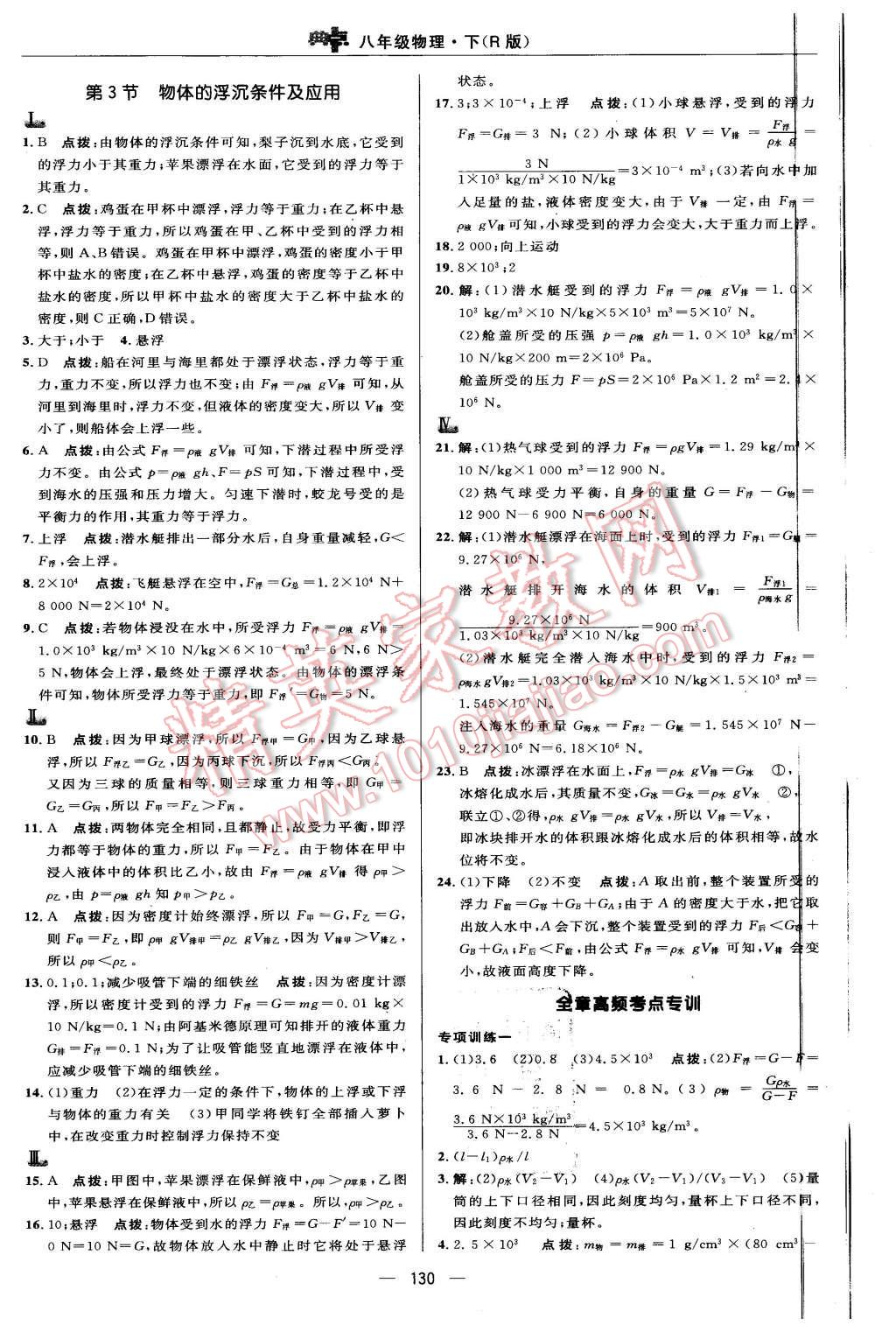 2016年综合应用创新题典中点八年级物理下册人教版 第16页