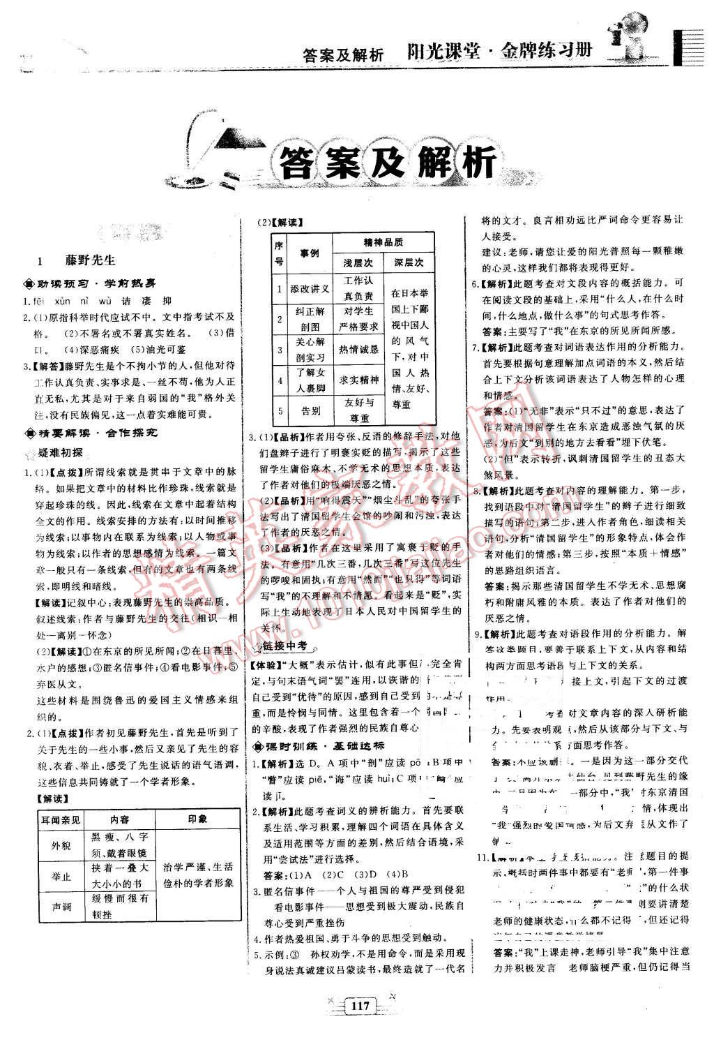 2016年陽光課堂金牌練習(xí)冊八年級語文下冊人教版 第1頁