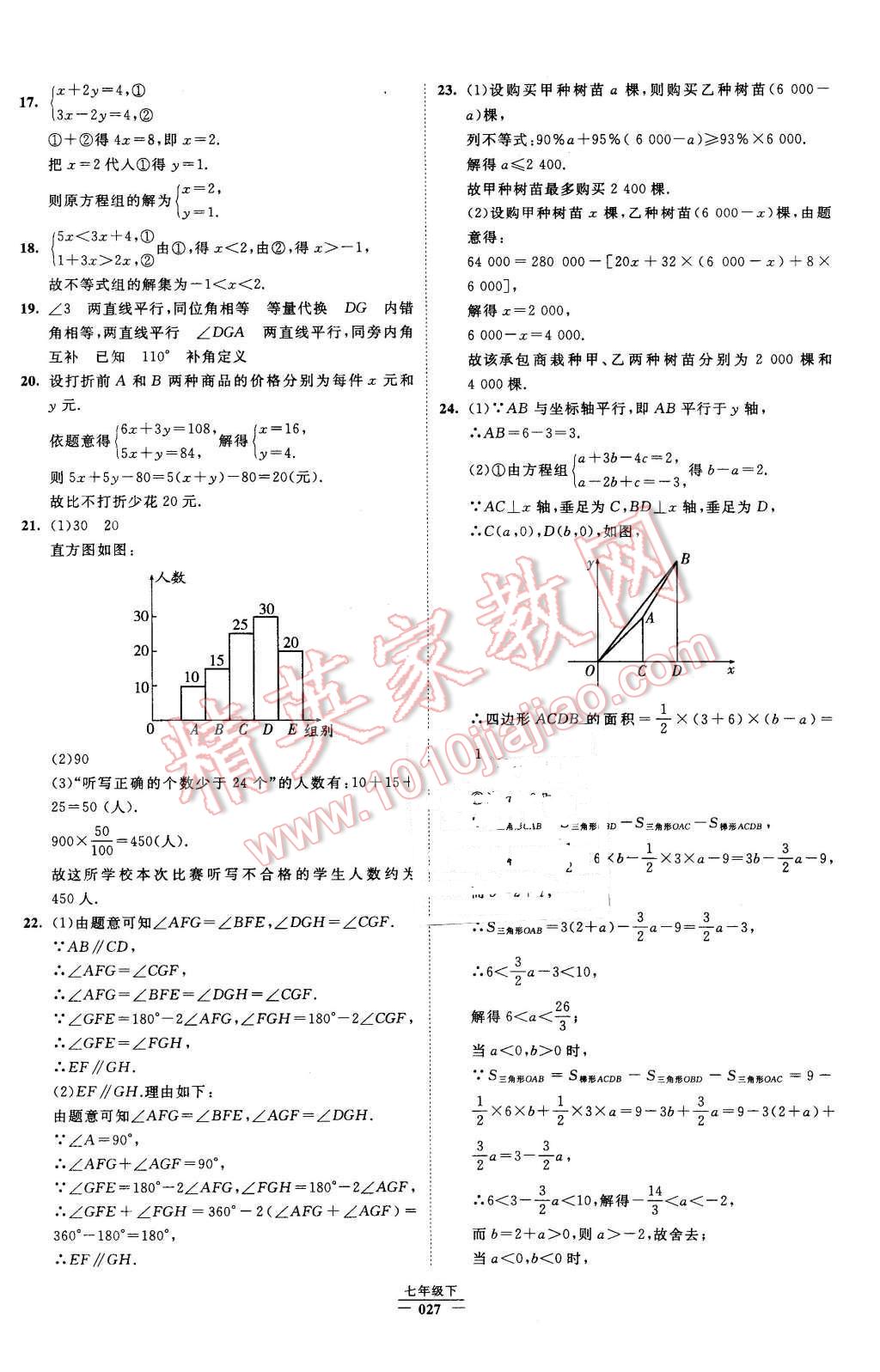 2016年經(jīng)綸學(xué)典學(xué)霸七年級數(shù)學(xué)下冊人教版 第27頁