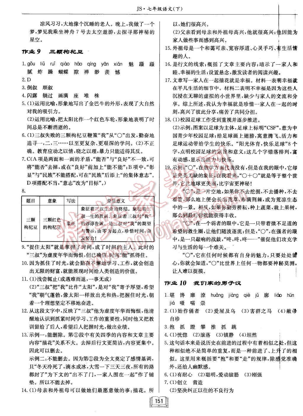 2016年啟東中學作業(yè)本七年級語文下冊江蘇版 第7頁