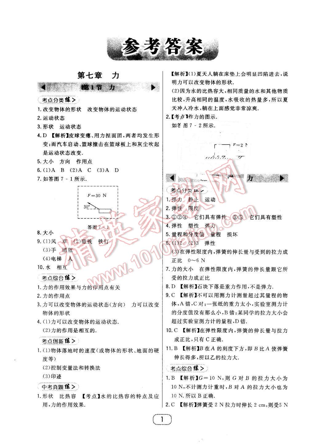 2016年北大綠卡課時(shí)同步講練八年級(jí)物理下冊(cè)人教版 第1頁