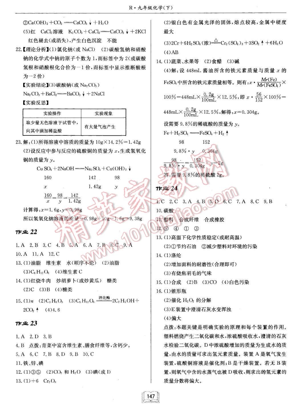 2016年啟東中學(xué)作業(yè)本九年級化學(xué)下冊人教版 第11頁