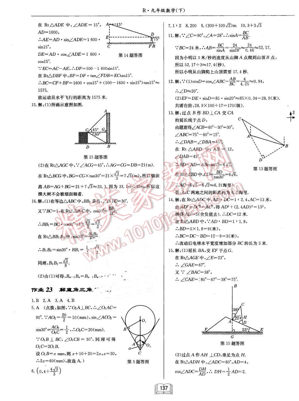 2016年启东中学作业本九年级数学下册人教版 第13页