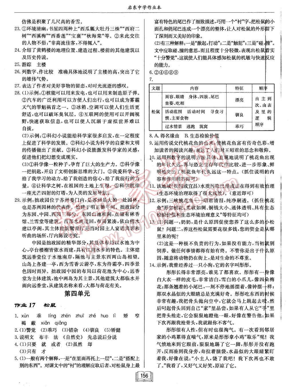 2016年启东中学作业本七年级语文下册江苏版 第12页