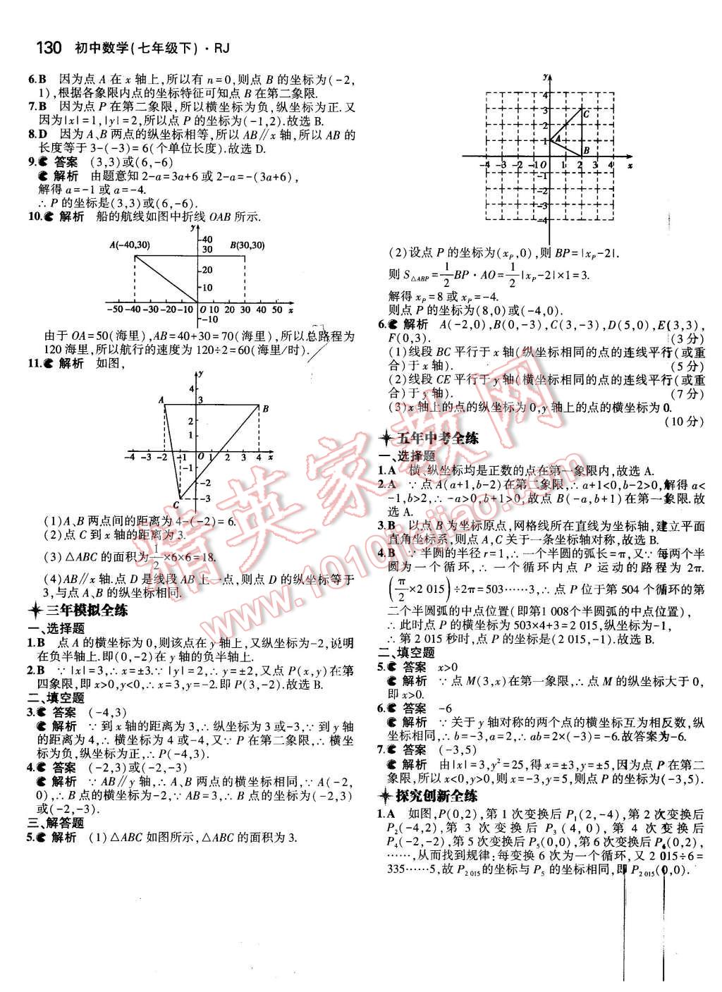 2016年5年中考3年模擬初中數(shù)學(xué)七年級下冊人教版 第15頁