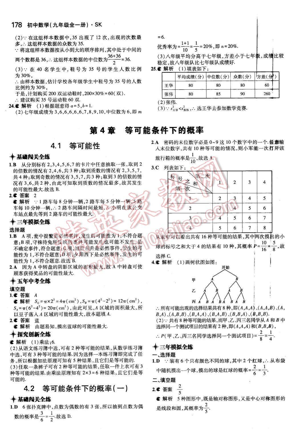 2015年5年中考3年模擬初中數(shù)學(xué)九年級全一冊蘇科版 第4章 等可能條件下的概率第23頁