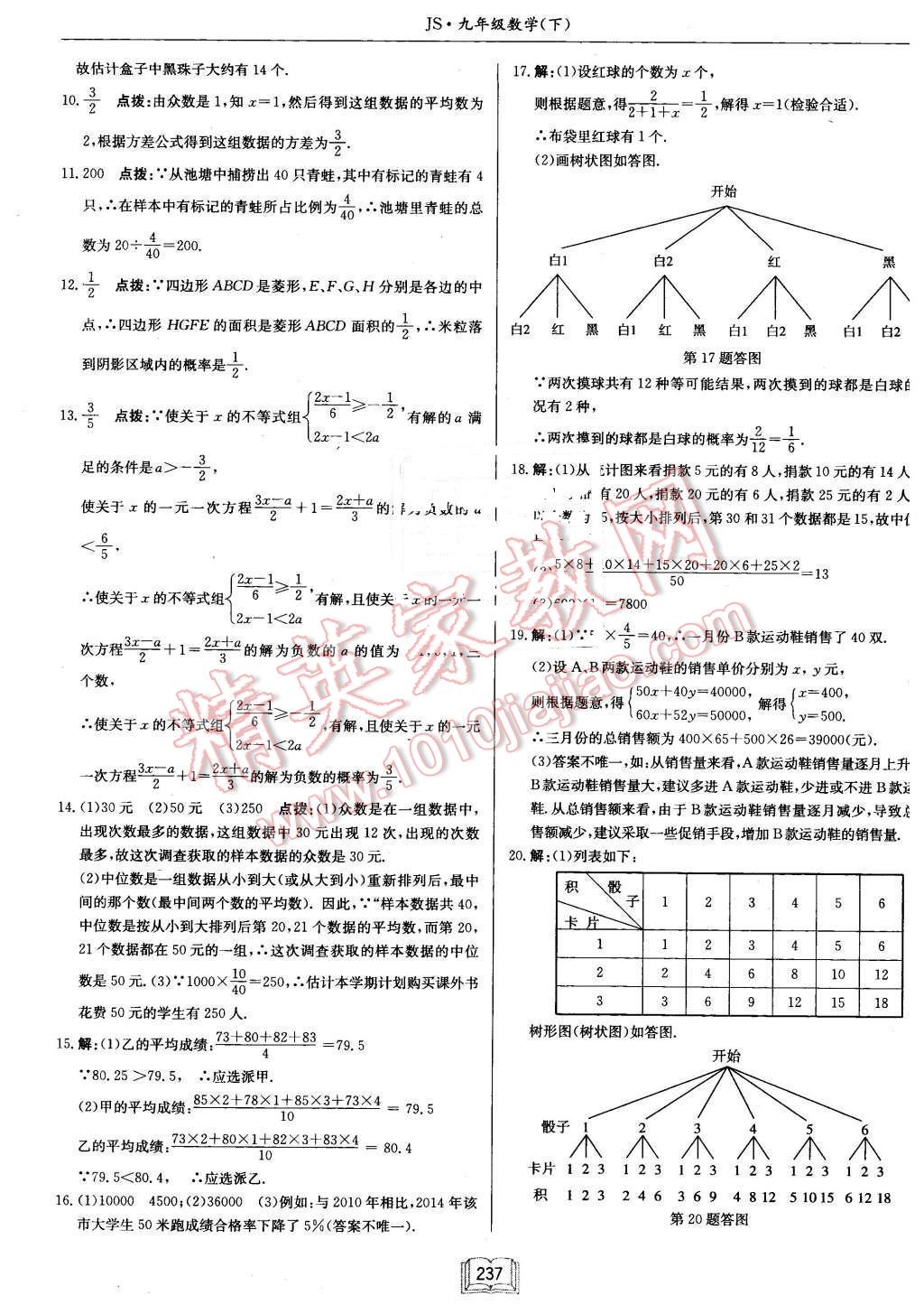 2016年啟東中學(xué)作業(yè)本九年級(jí)數(shù)學(xué)下冊江蘇版 第61頁