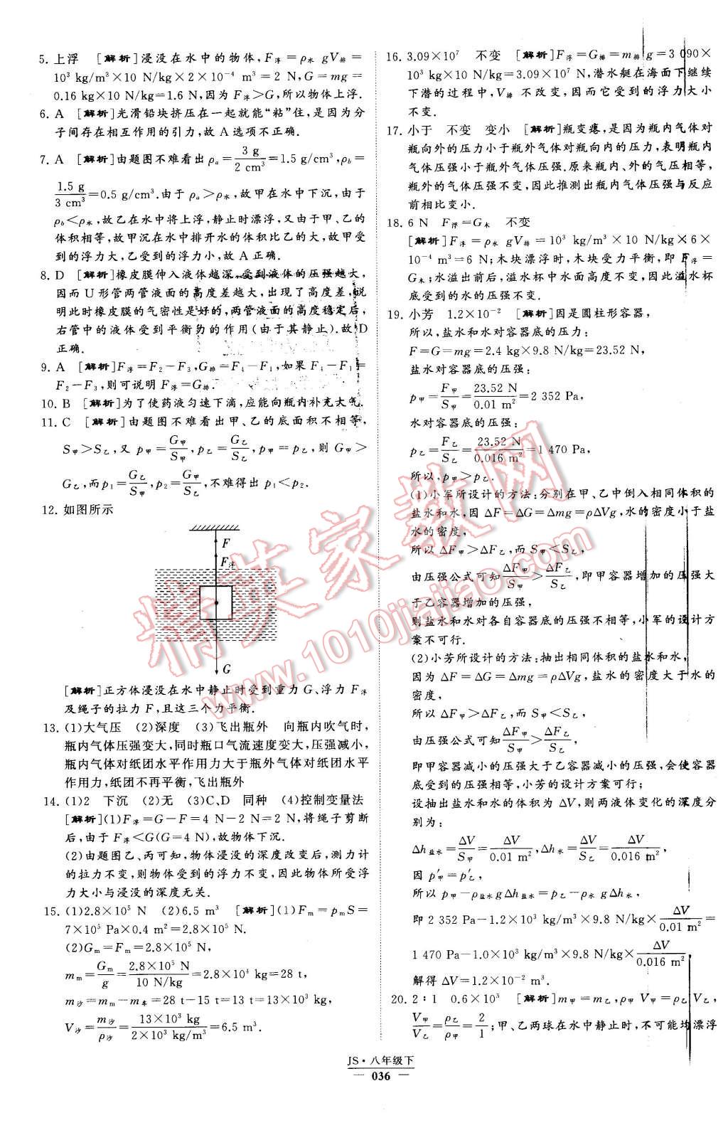 2016年经纶学典学霸八年级物理下册江苏版 第36页