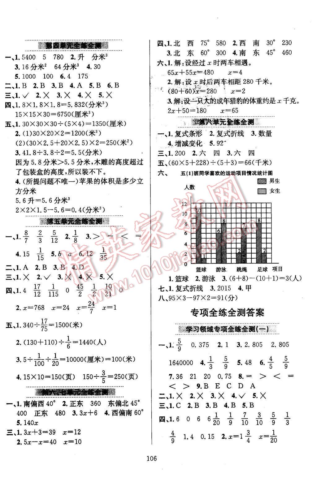 2016年小学教材全练五年级数学下册北师大版 第10页