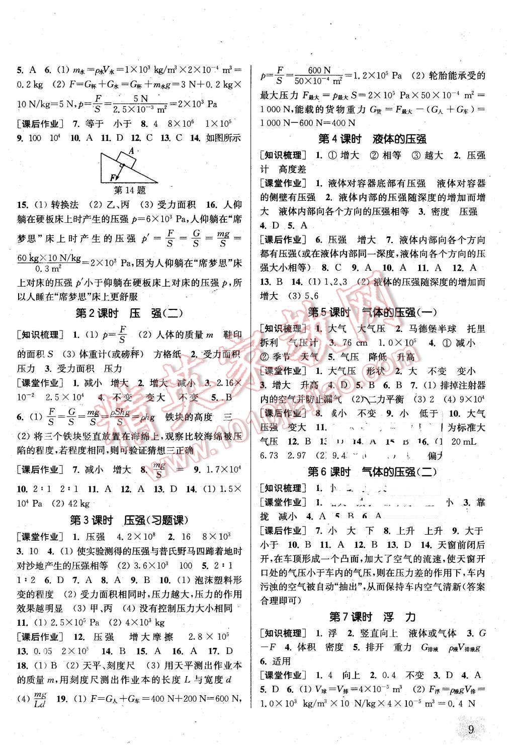 2016年通城學(xué)典課時(shí)作業(yè)本八年級(jí)物理下冊(cè)蘇科版 第9頁(yè)