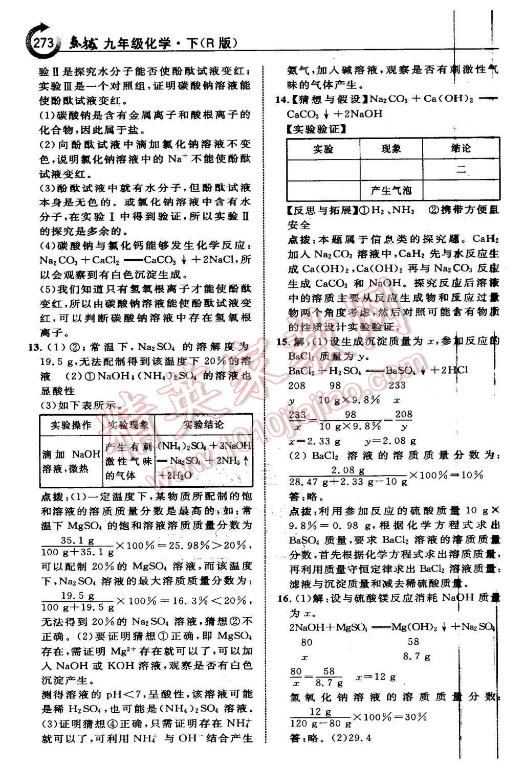 2016年特高級教師點撥九年級化學下冊人教版 第43頁