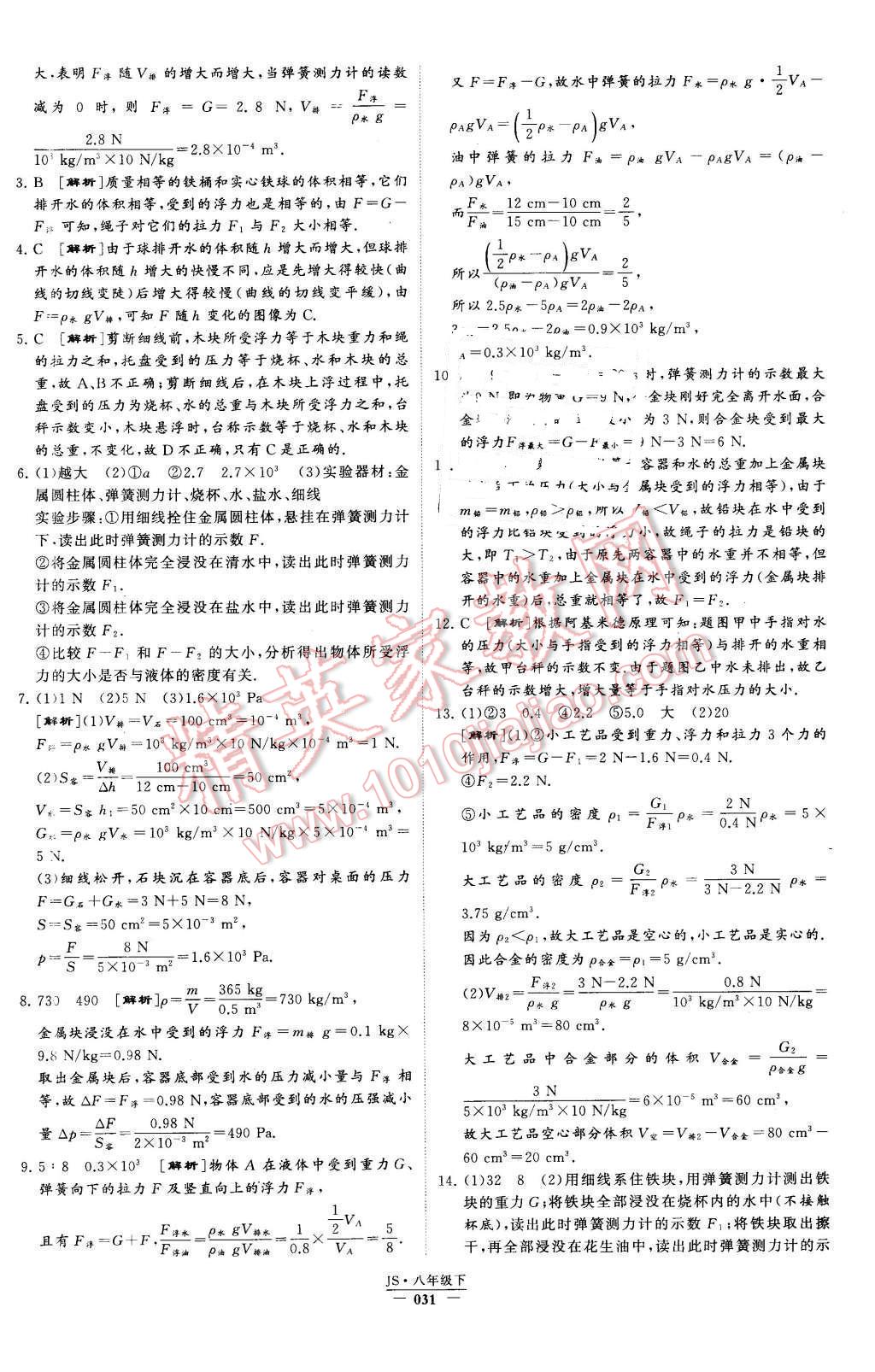 2016年經綸學典學霸八年級物理下冊江蘇版 第31頁